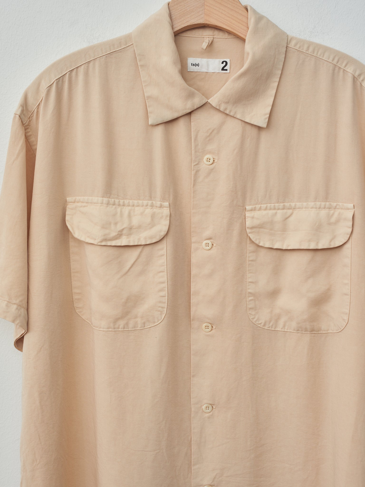 Namu Shop - ts(s) Garment Dye Round Flap Pocket S/S Shirt - Cream