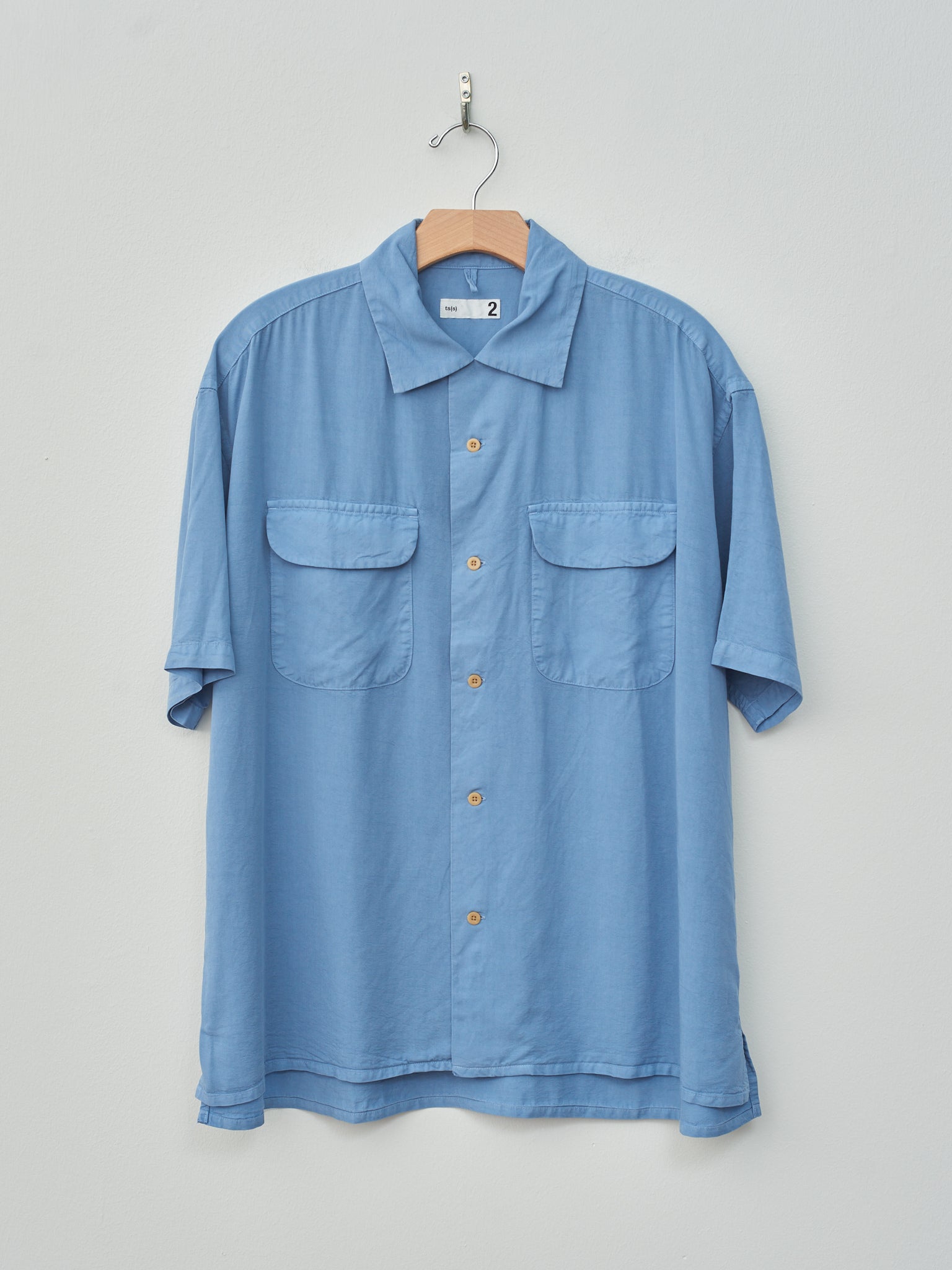 Namu Shop - ts(s) Garment Dye Round Flap Pocket S/S Shirt - Blue