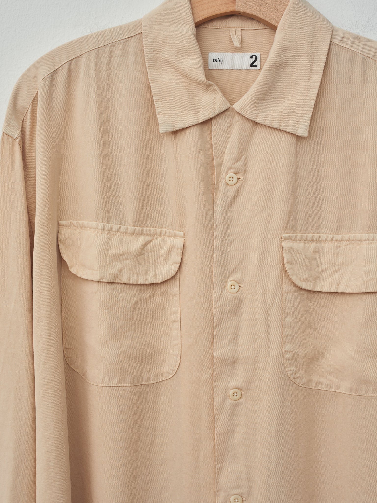 Namu Shop - ts(s) Garment Dye Round Flap Pocket Shirt - Cream