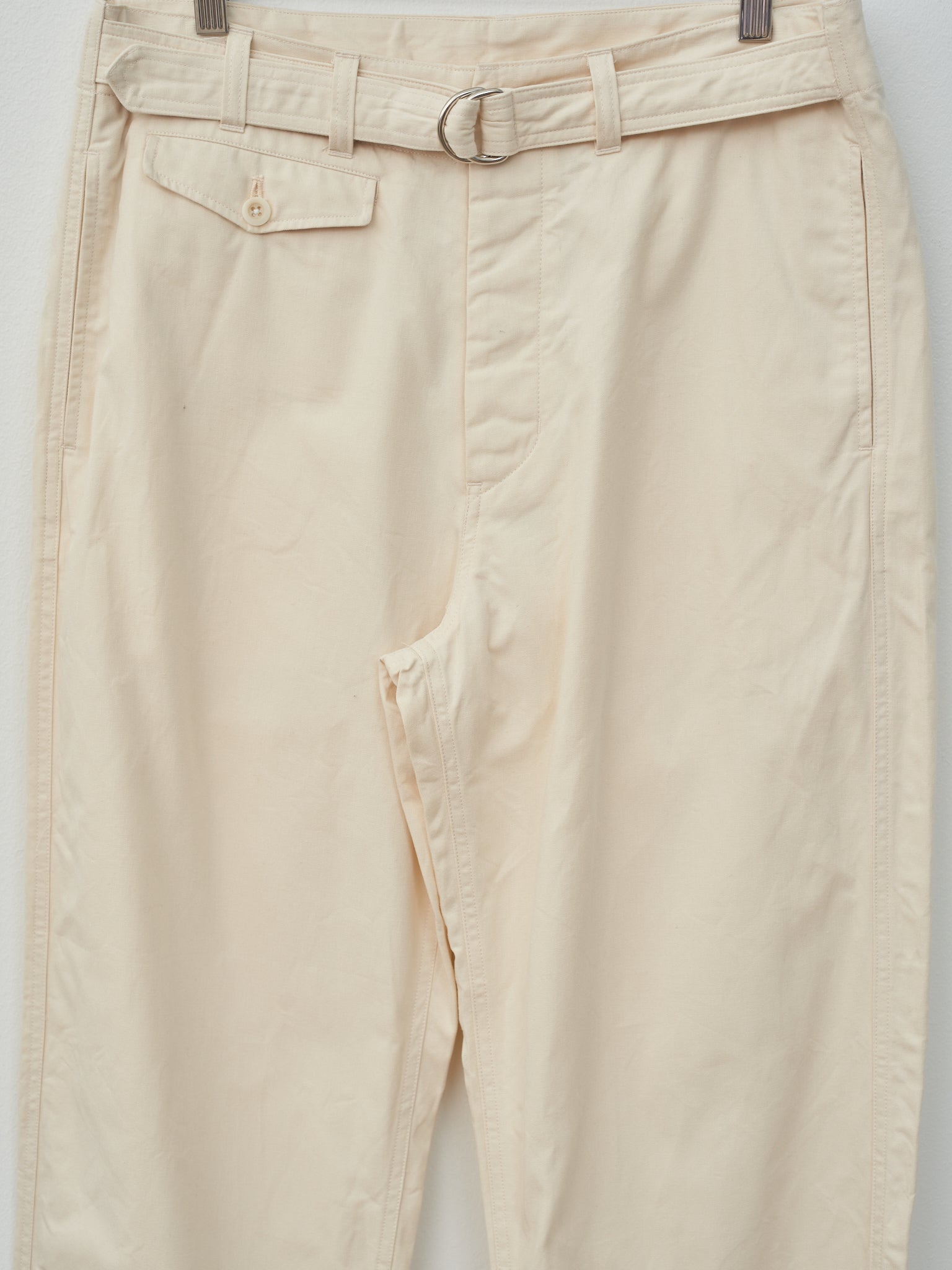 Namu Shop - ts(s) Cotton Slub D-Ring Belted Pants - Natural