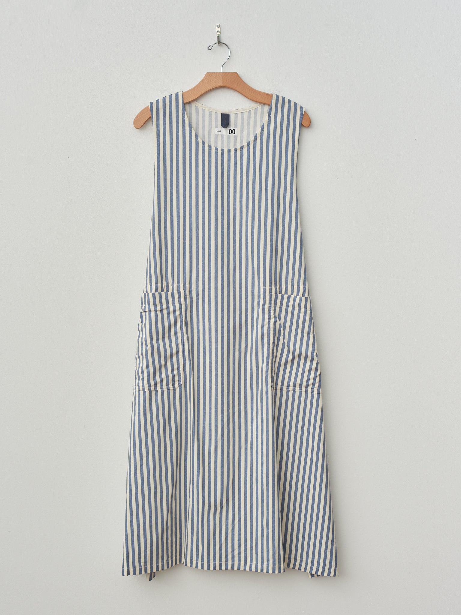 Block Stripe Print Foldable Apron Dress - Blue Block Stripe Print Foldable Apron Dress - Blue