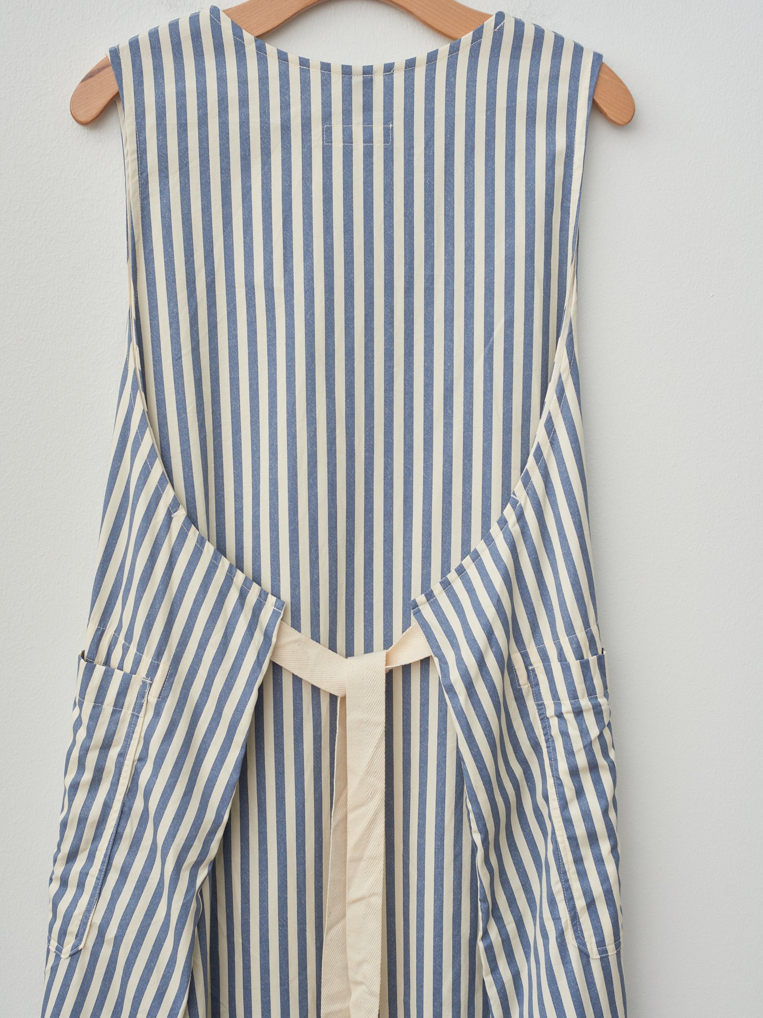 Block Stripe Print Foldable Apron Dress - Blue Block Stripe Print Foldable Apron Dress - Blue
