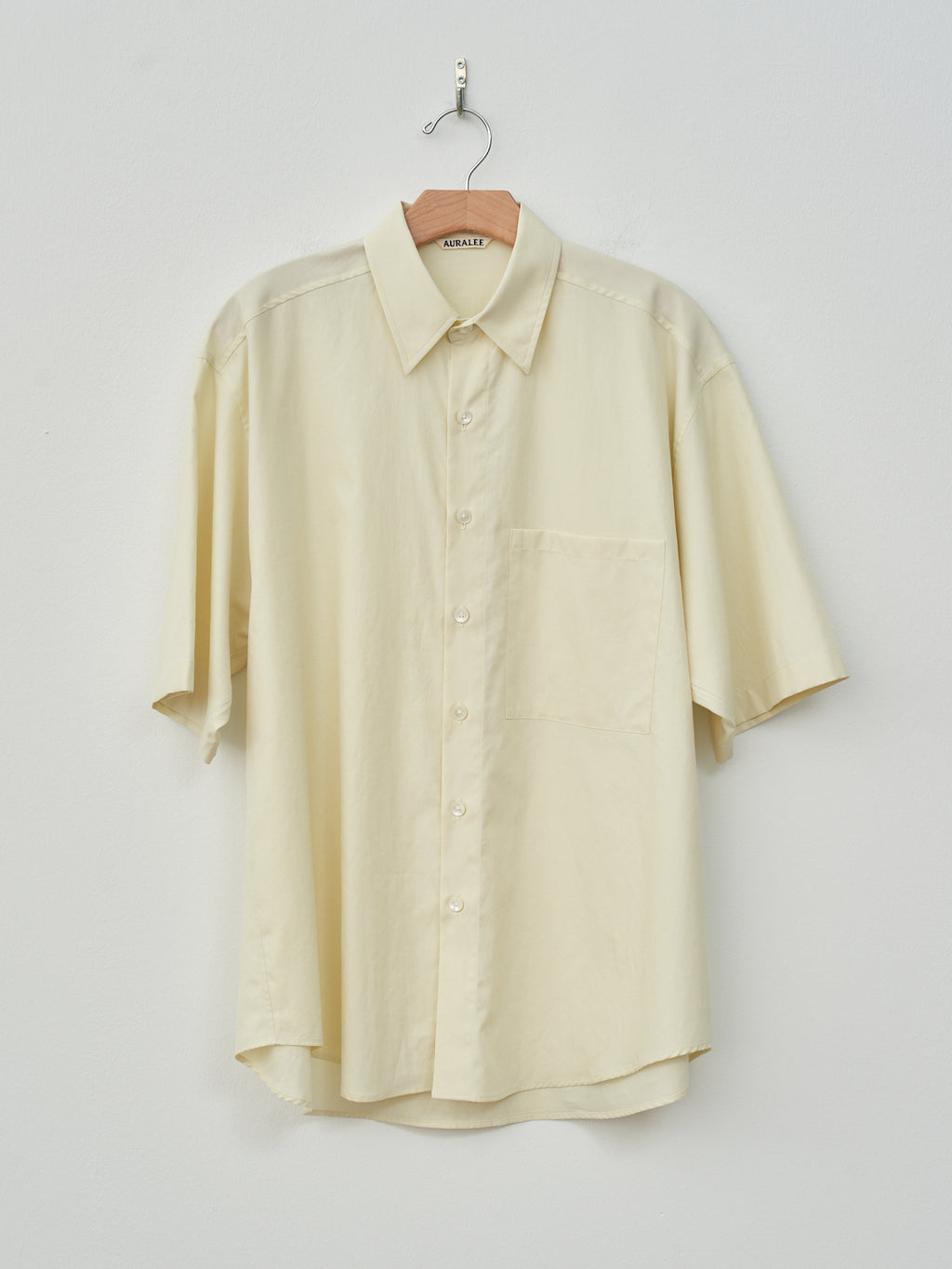 Namu Shop - Auralee Washed Finx Twill Big Half Sleeved Shirt - Light Yellow