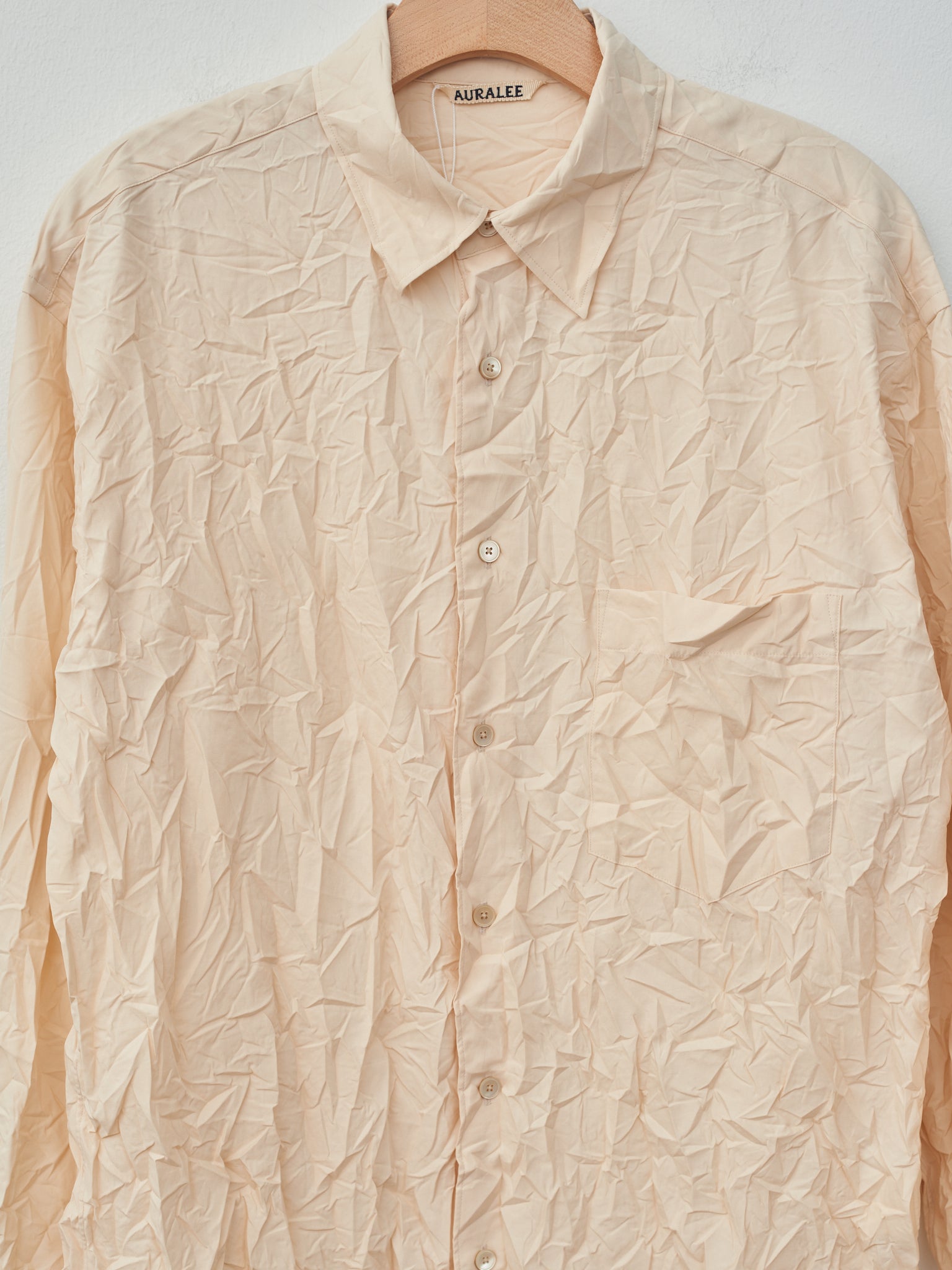 Namu Shop - Auralee Wrinkled Washed Finx Twill Shirt - Pink Beige