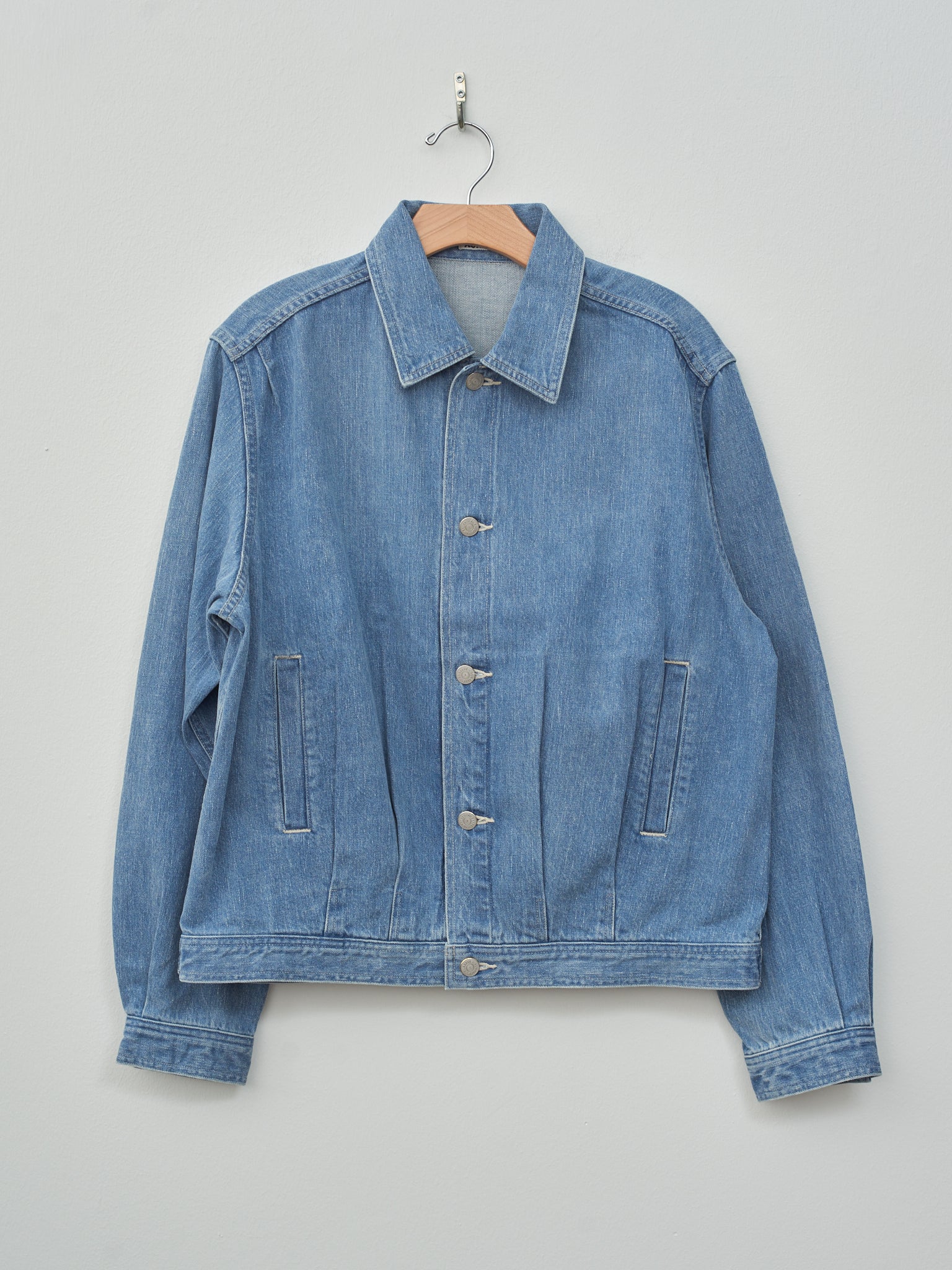 Namu Shop - Auralee Selvedge Faded Light Denim Blouson - Light Indigo