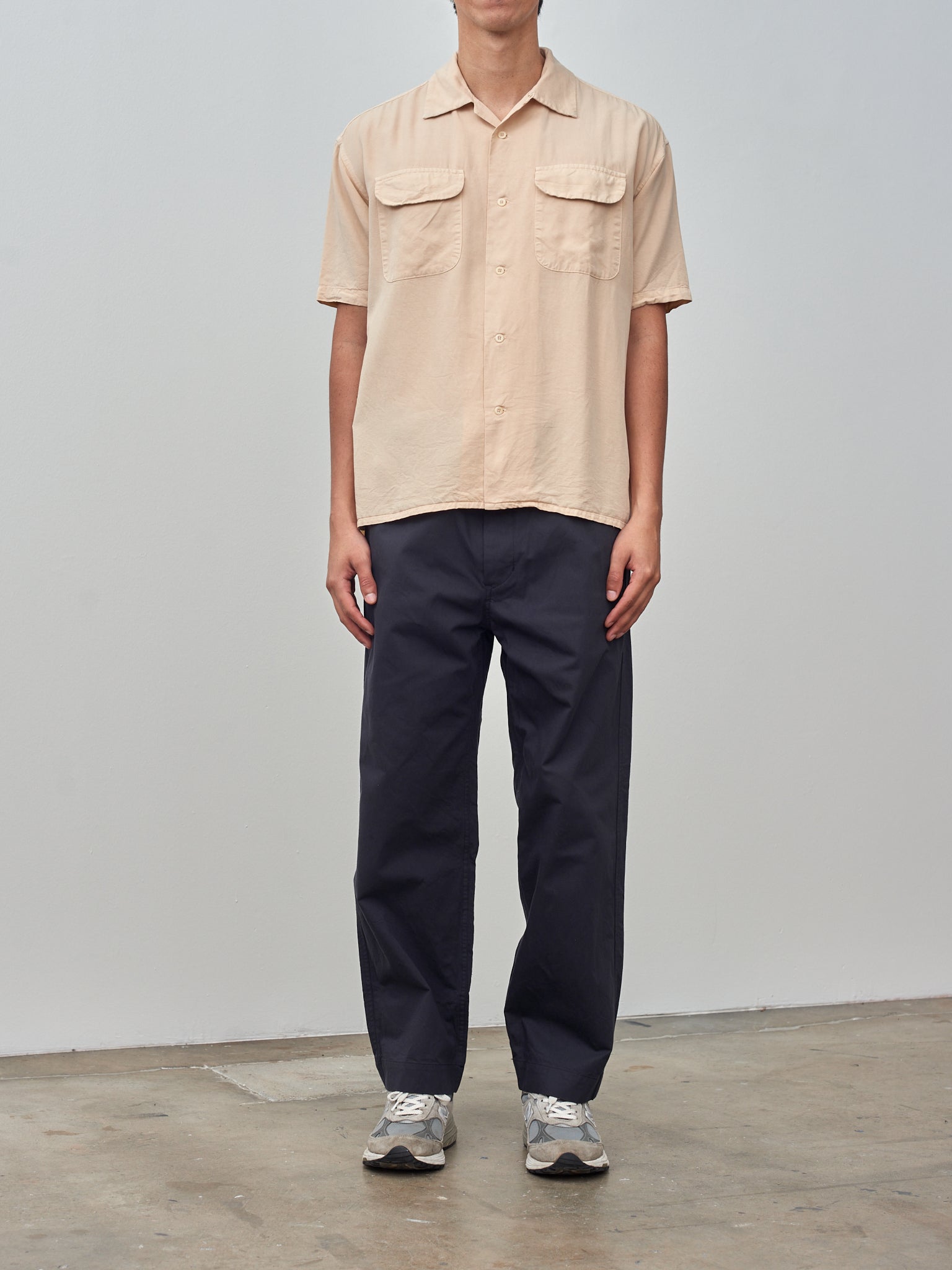 Namu Shop - ts(s) Garment Dye Round Flap Pocket S/S Shirt - Cream