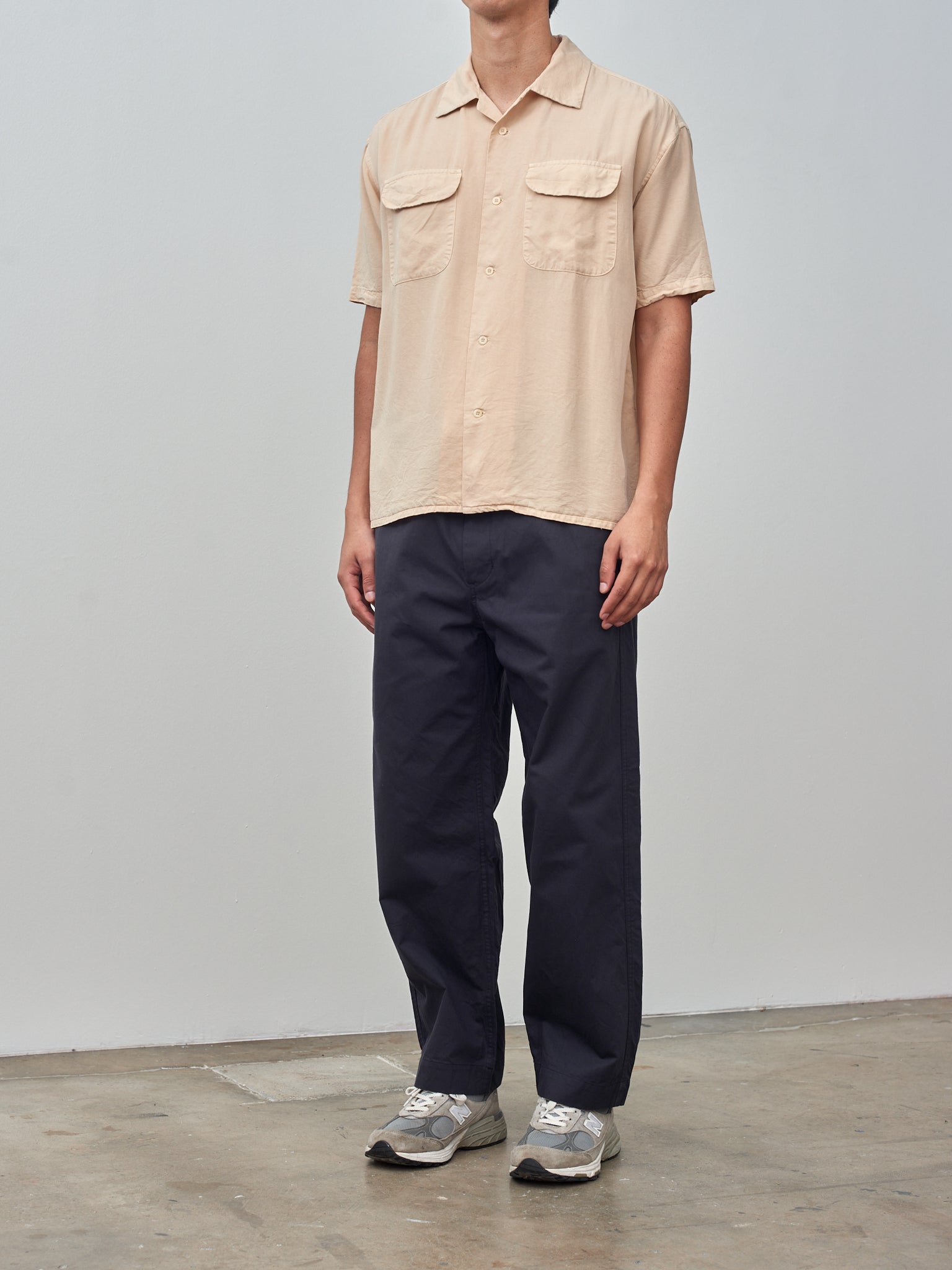 Namu Shop - ts(s) Garment Dye Round Flap Pocket S/S Shirt - Cream