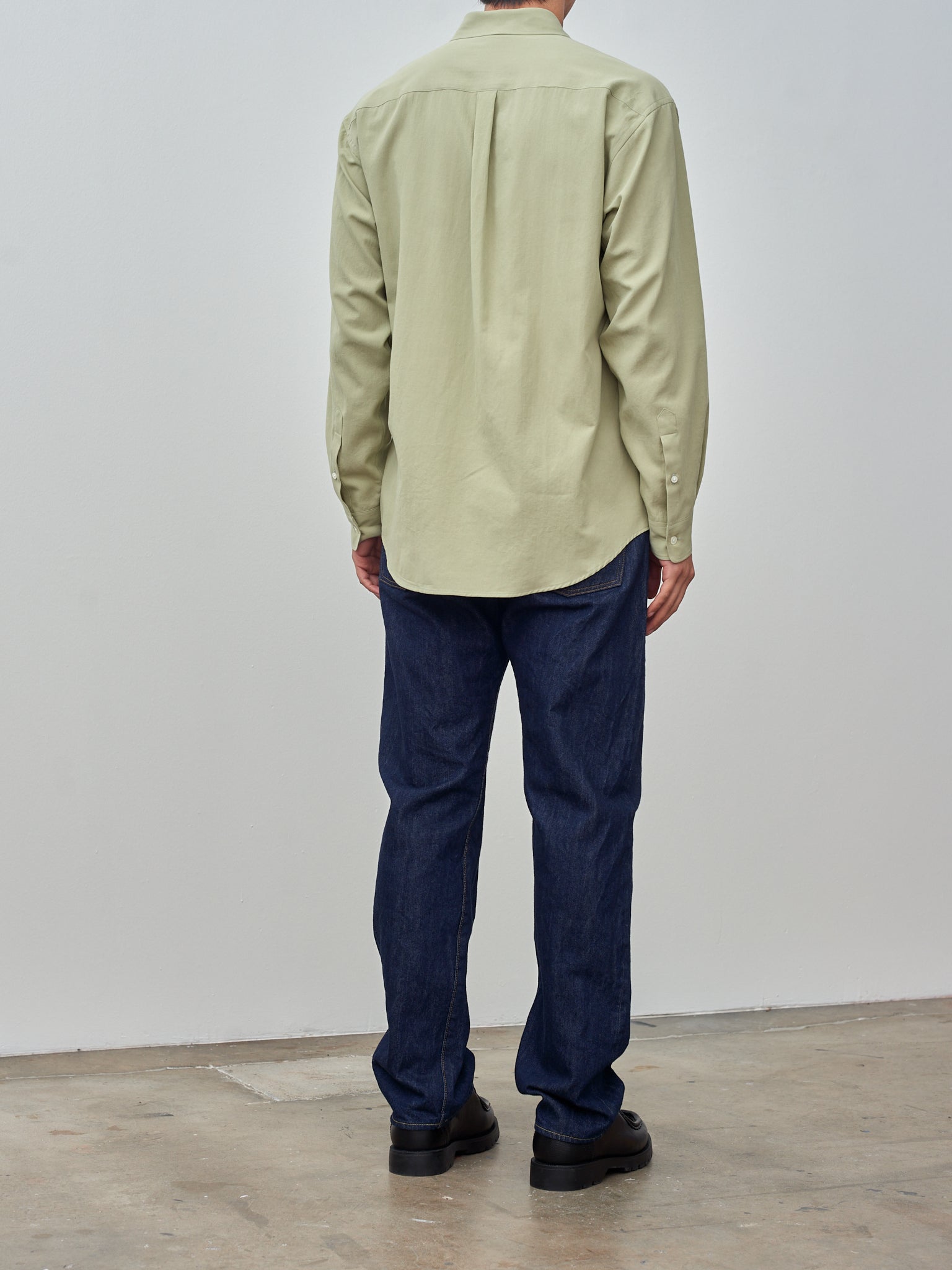 Namu Shop - Auralee Hard Twist Cotton Silk Viyella Shirt - Sage Green