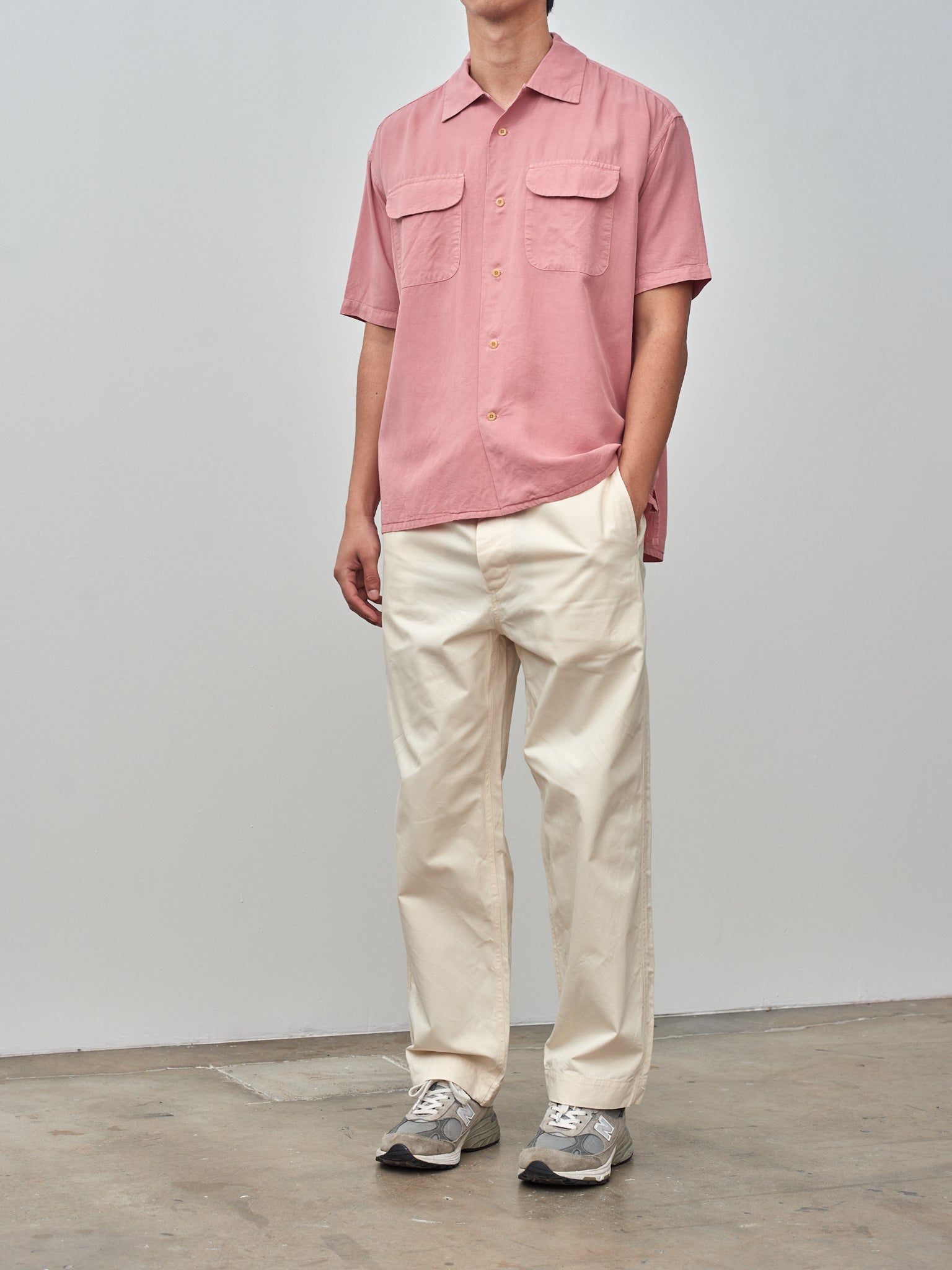 Namu Shop - ts(s) Garment Dye Round Flap Pocket S/S Shirt - Red