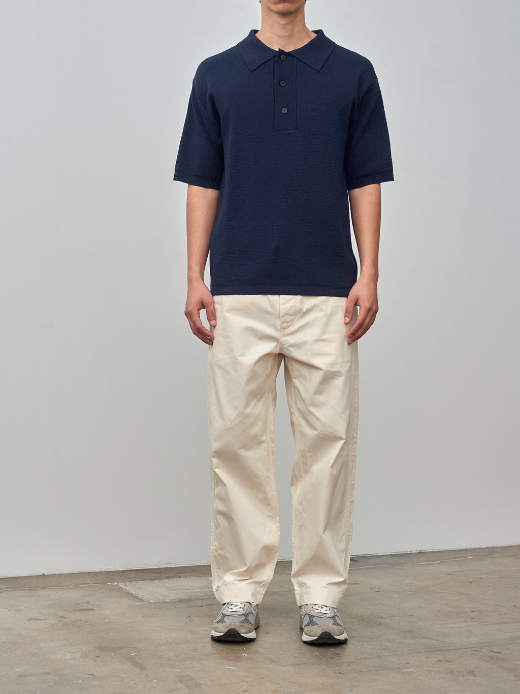 Namu Shop - Document Hanji Polo Sweater - Navy