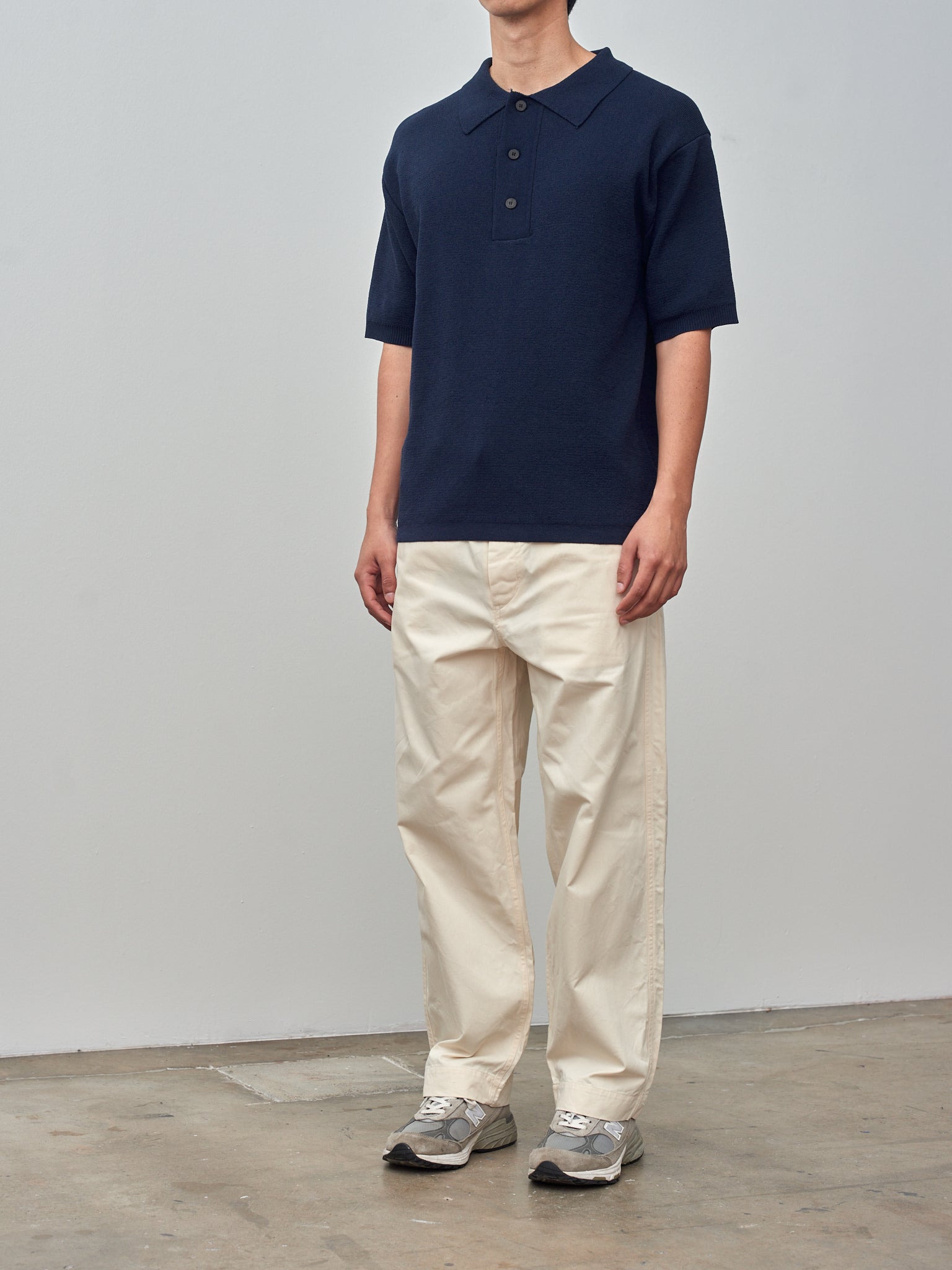 Namu Shop - Document Hanji Polo Sweater - Navy