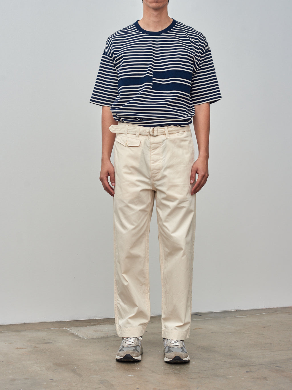 Namu Shop - ts(s) Cotton Slub D-Ring Belted Pants - Natural