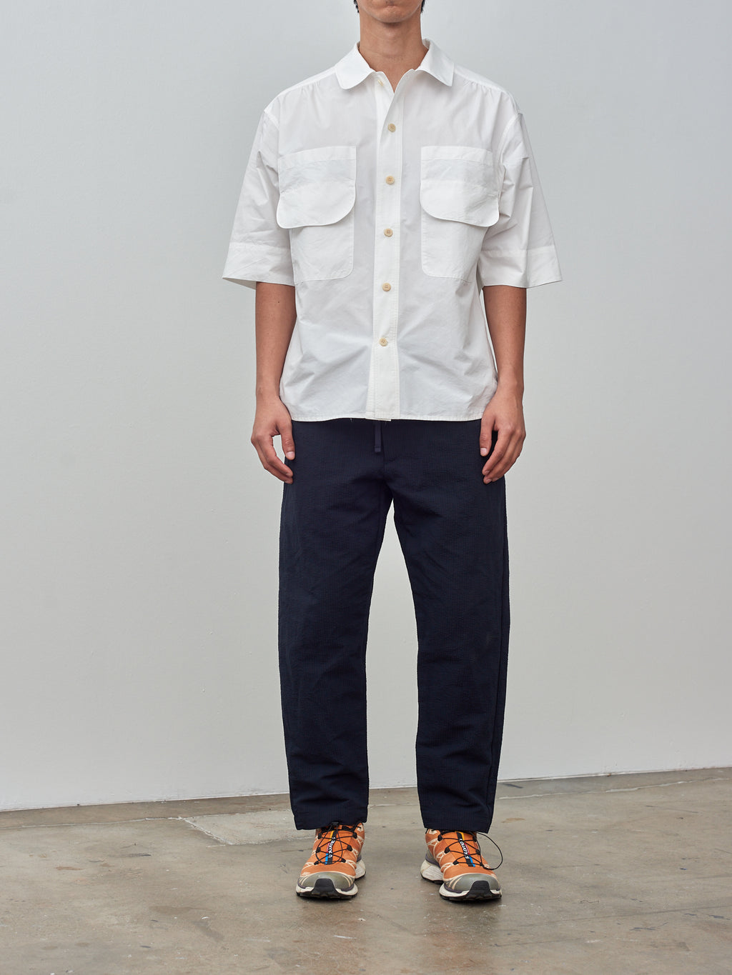 Namu Shop - Fujito Seersucker Easy Pants - Dark Navy