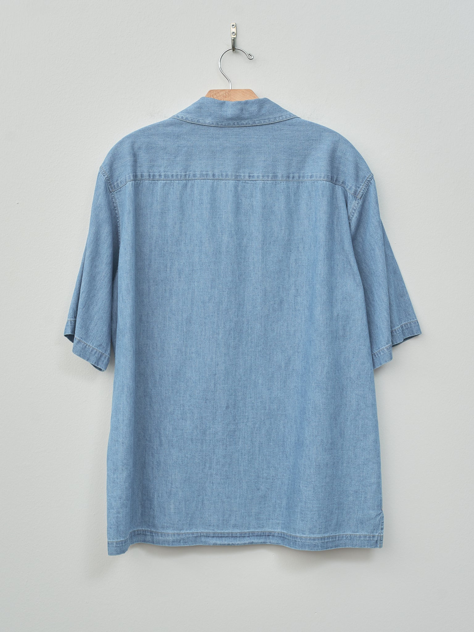 Namu Shop - Auralee Selvedge Super Light Denim Half Sleeved Shirt - Washed Indigo