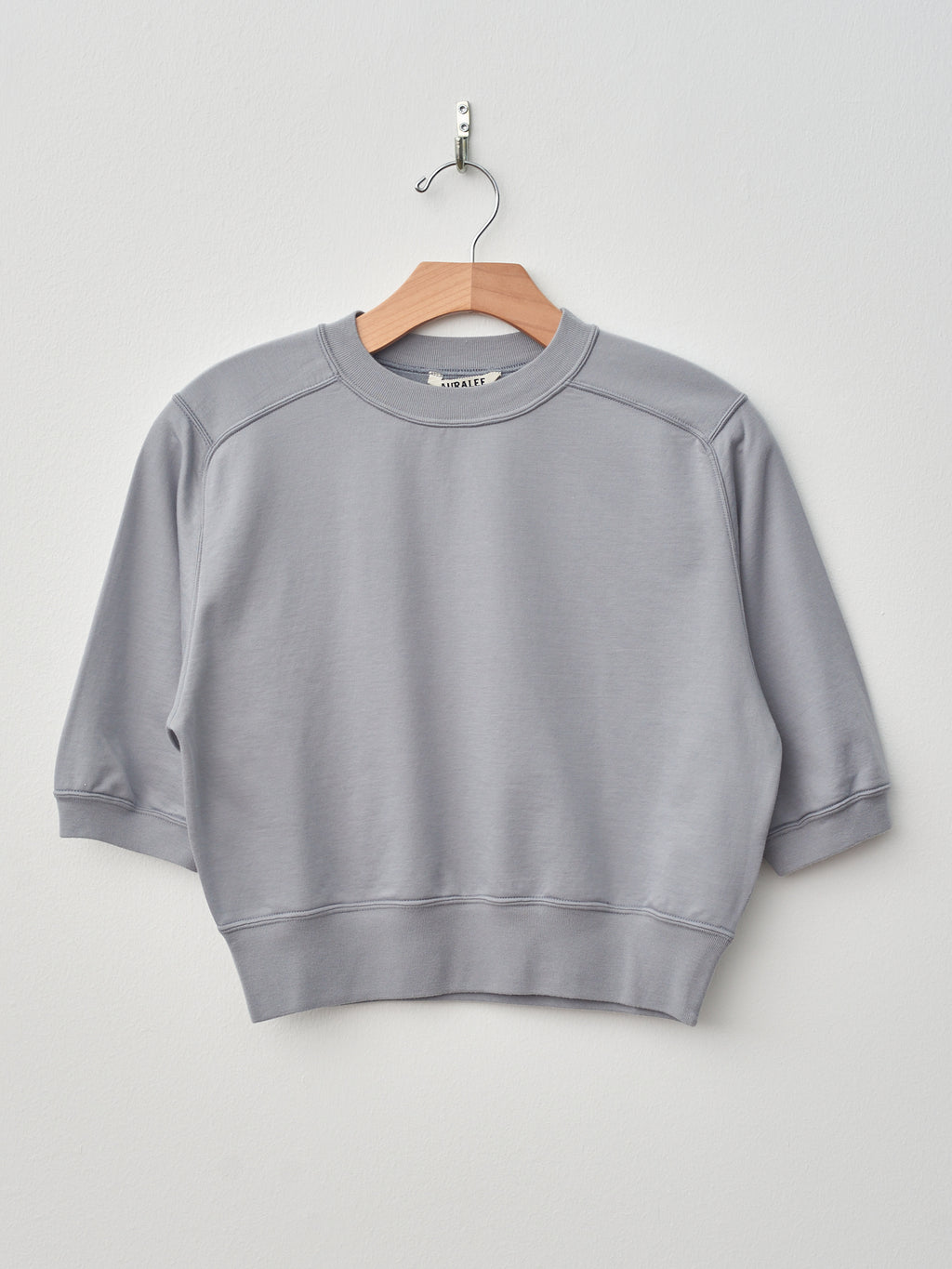 Namu Shop - Auralee Elastic High Gauge Sweat Half Sleeve Pullover - Blue Gray