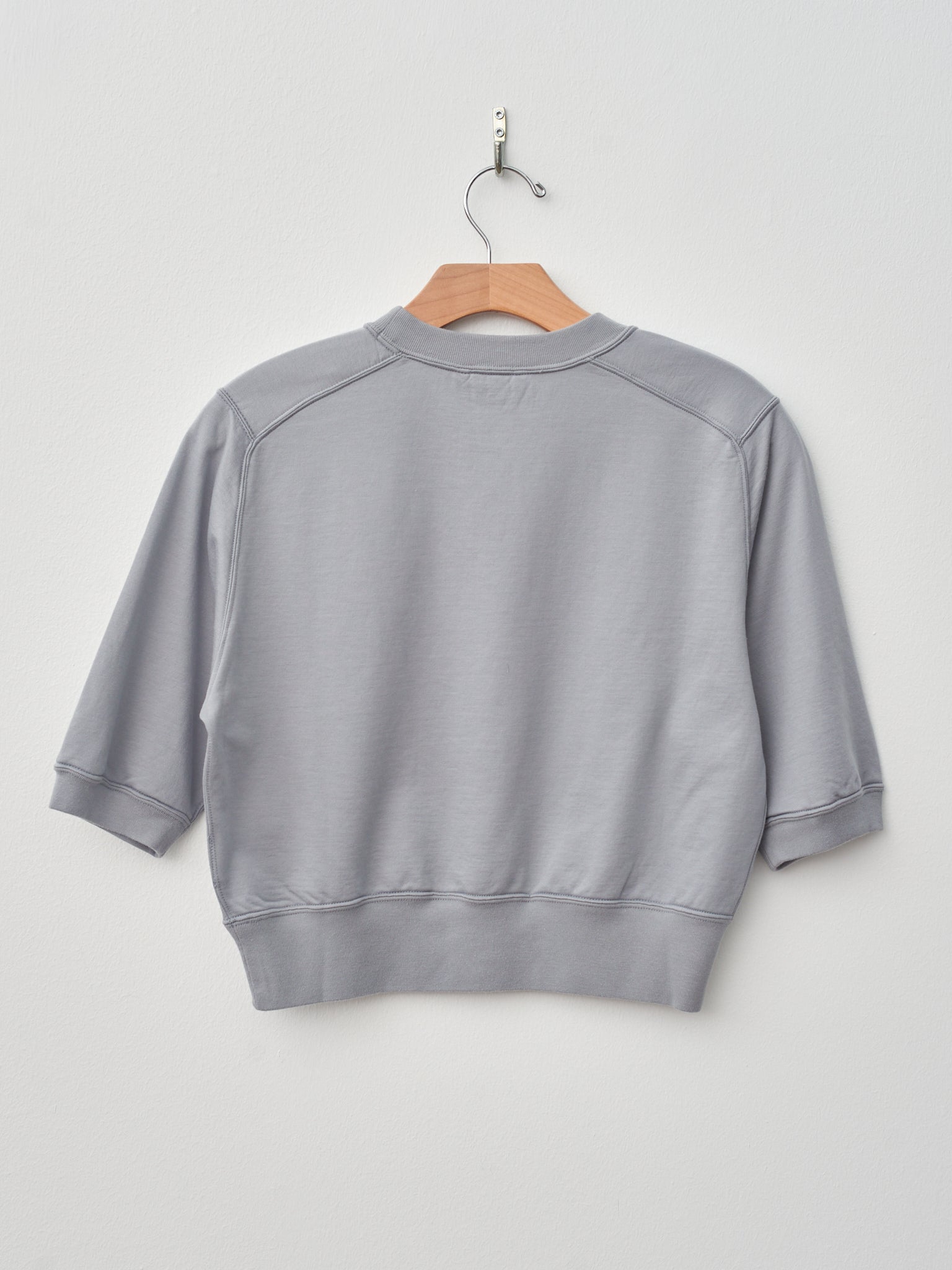 Namu Shop - Auralee Elastic High Gauge Sweat Half Sleeve Pullover - Blue Gray