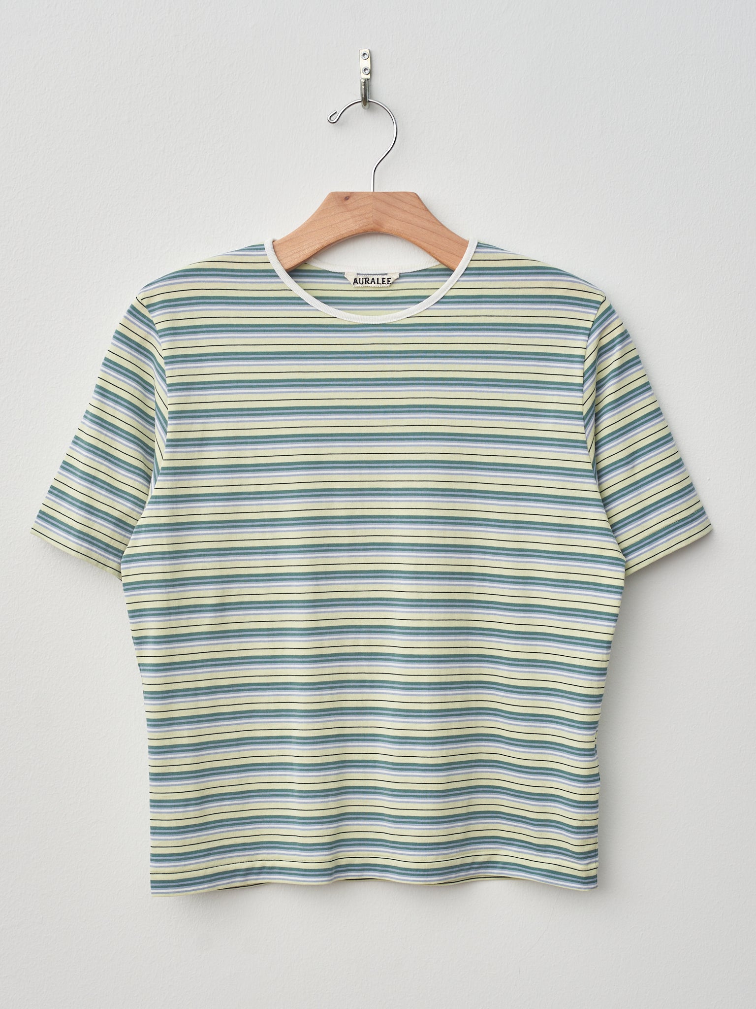 Namu Shop - Auralee Hard Twist Cotton Border Tee - Light