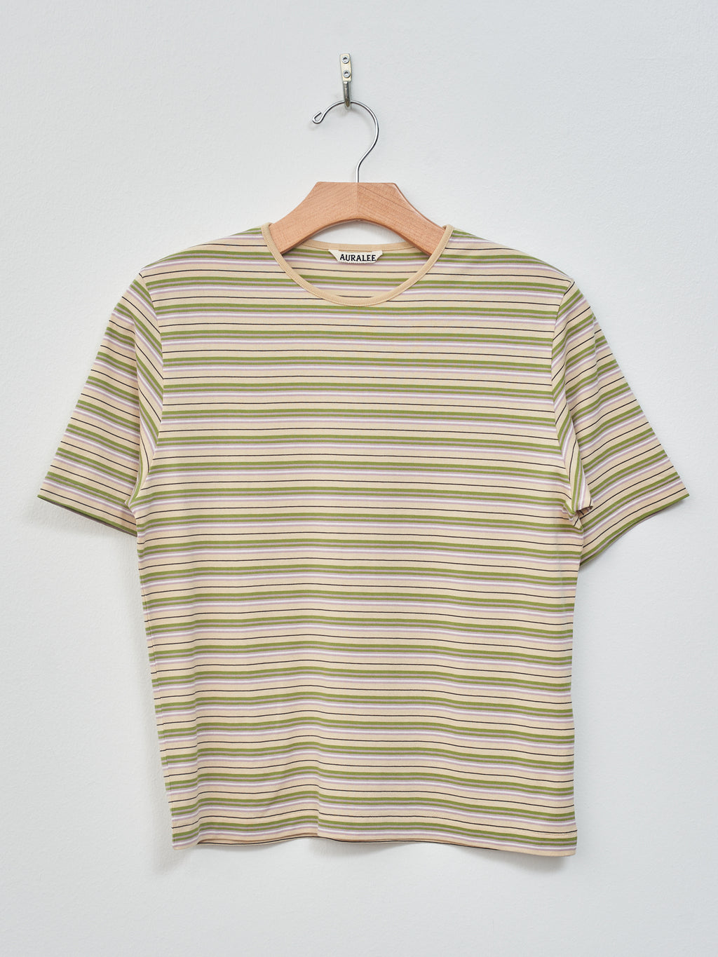 Namu Shop - Auralee Hard Twist Cotton Border Tee - Beige Border