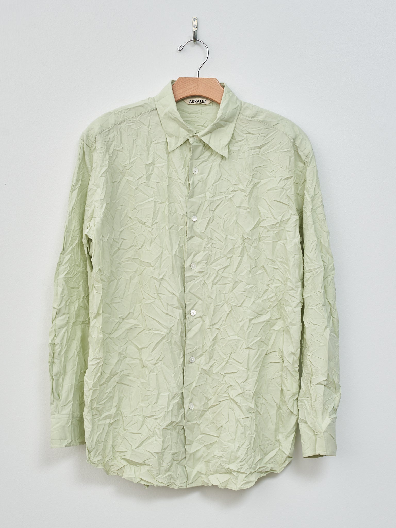 Wrinkled Washed Finx Twill Shirt - Light Green Wrinkled Washed Finx Twill Shirt - Light Green