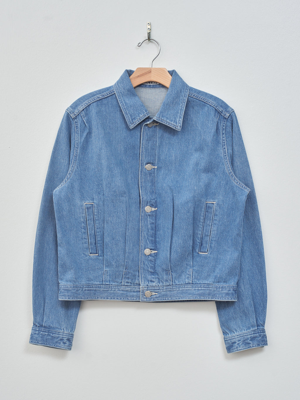 Namu Shop - Auralee Selvedge Faded Light Denim Blouson - Light Indigo