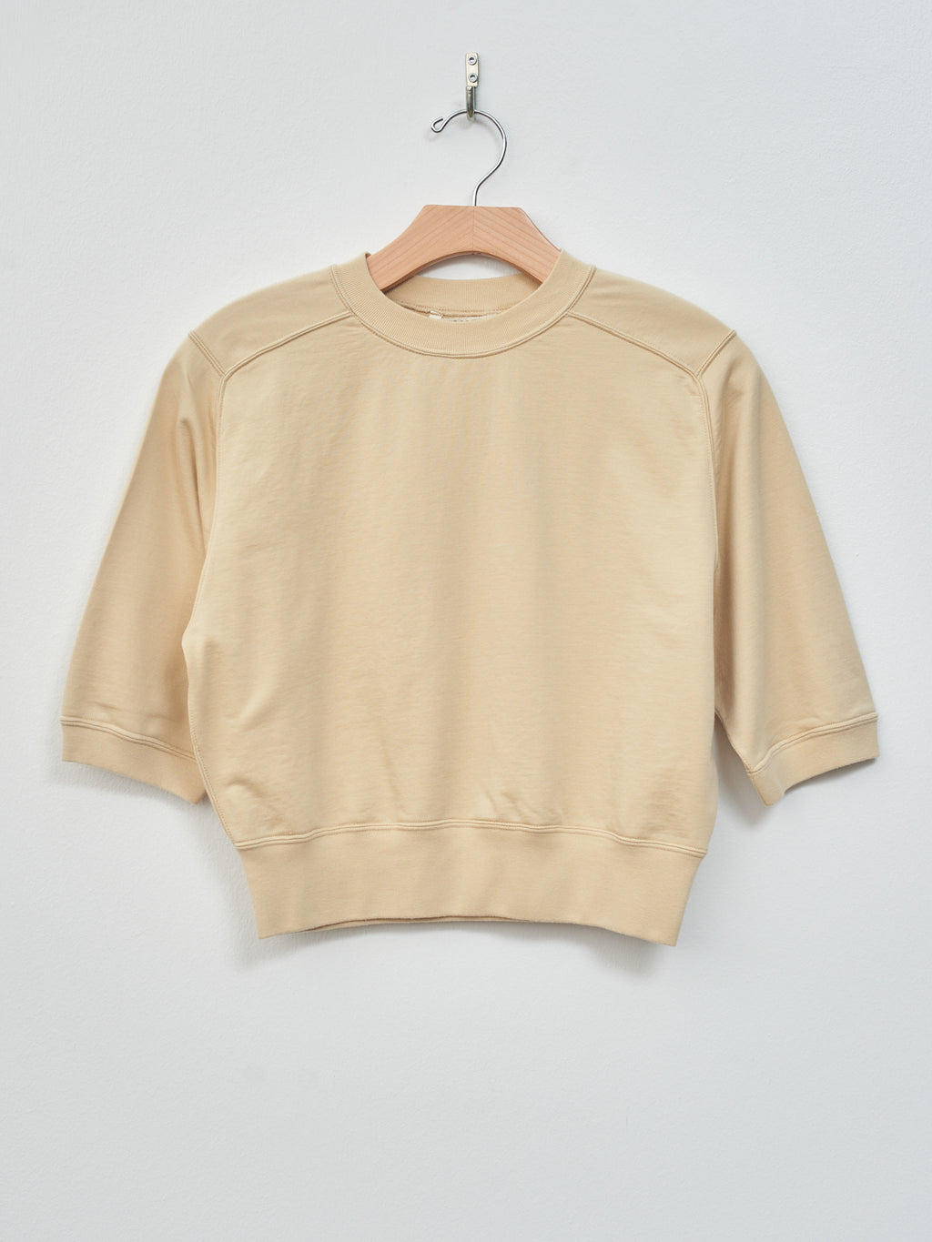Namu Shop - Auralee Elastic High Gauge Sweat Half Sleeve Pullover - Light Beige