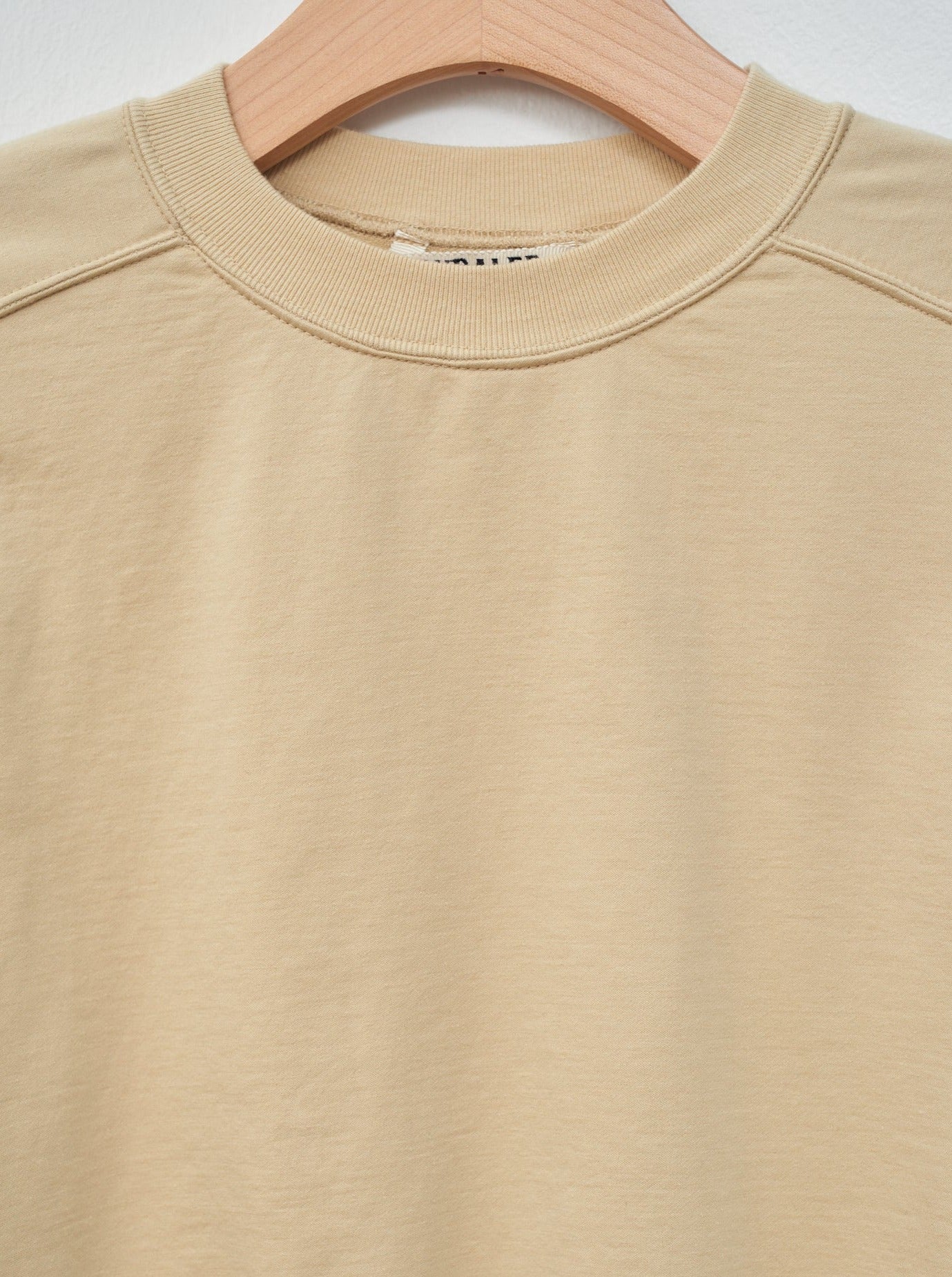 Namu Shop - Auralee Elastic High Gauge Sweat Half Sleeve Pullover - Light Beige