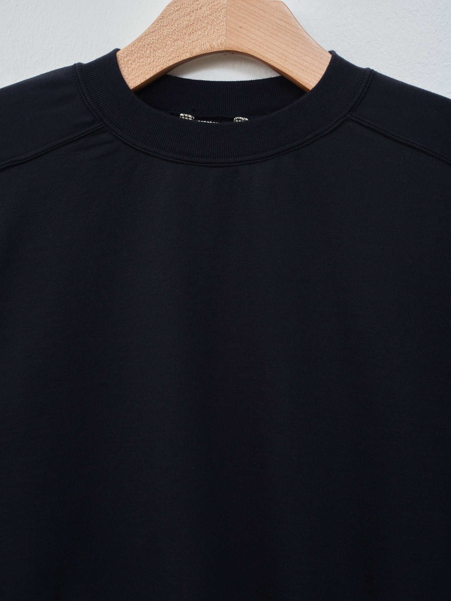 Namu Shop - Auralee Elastic High Gauge Sweat Half Sleeve Pullover - Ink Black