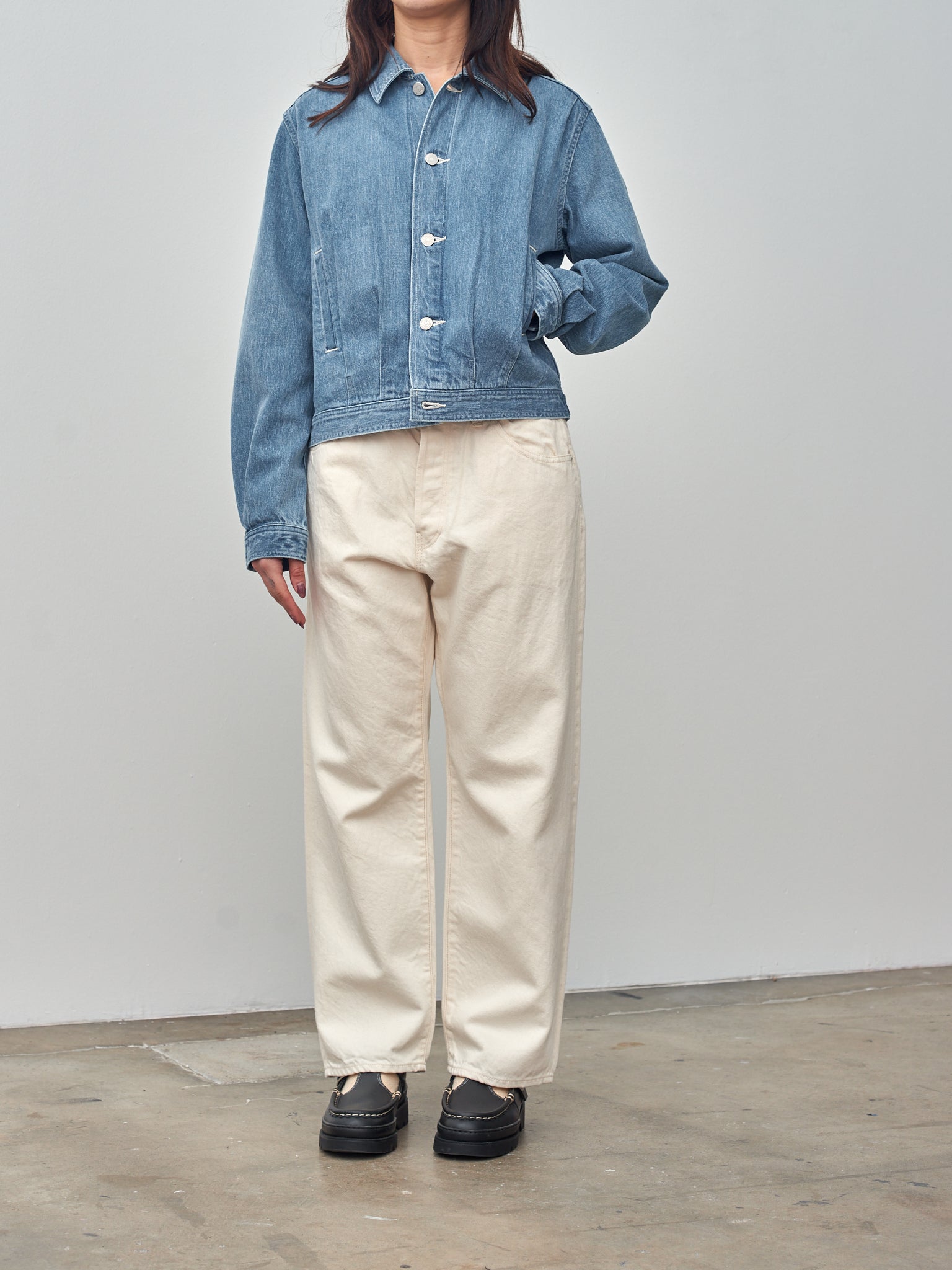 Namu Shop - Auralee Selvedge Faded Light Denim Blouson - Light Indigo Namu Shop - Auralee Selvedge Faded Light Denim Blouson - Light Indigo