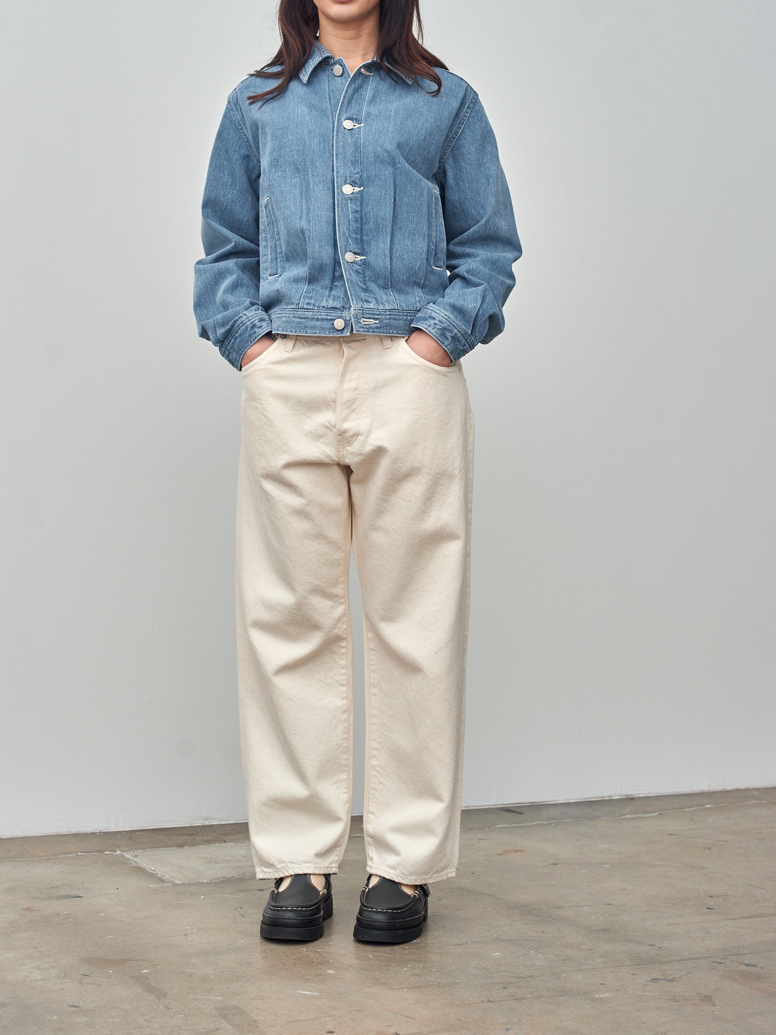 Namu Shop - Auralee Selvedge Faded Light Denim Blouson - Light Indigo