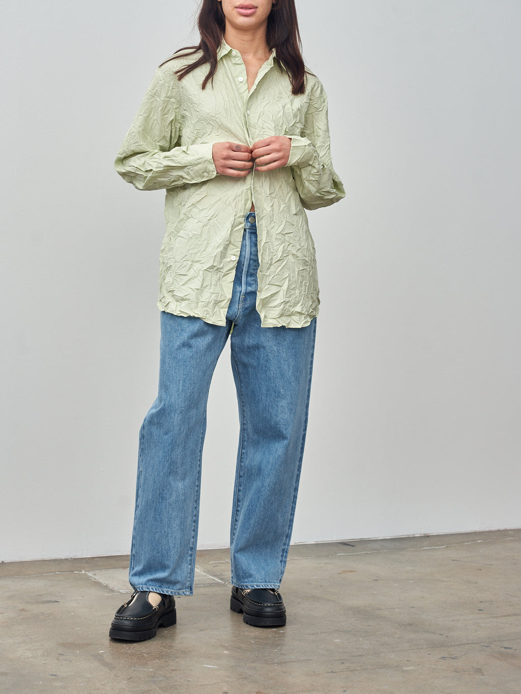 Namu Shop - Auralee Wrinkled Washed Finx Twill Shirt - Light Green