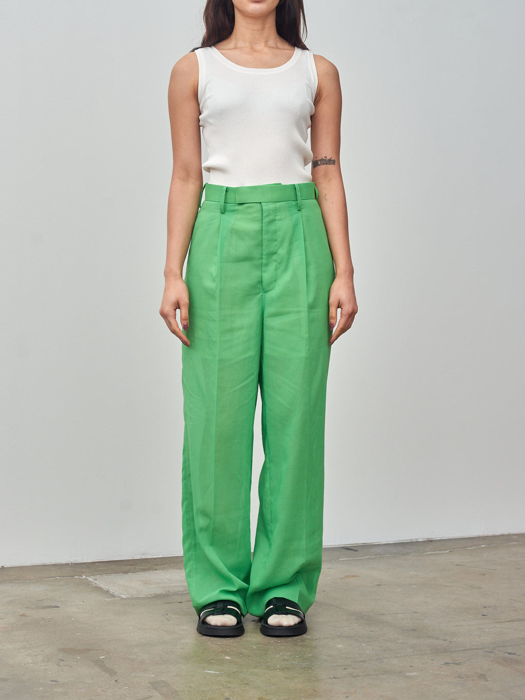 Namu Shop - Auralee Hard Twist Finx Organdy Pants - Green