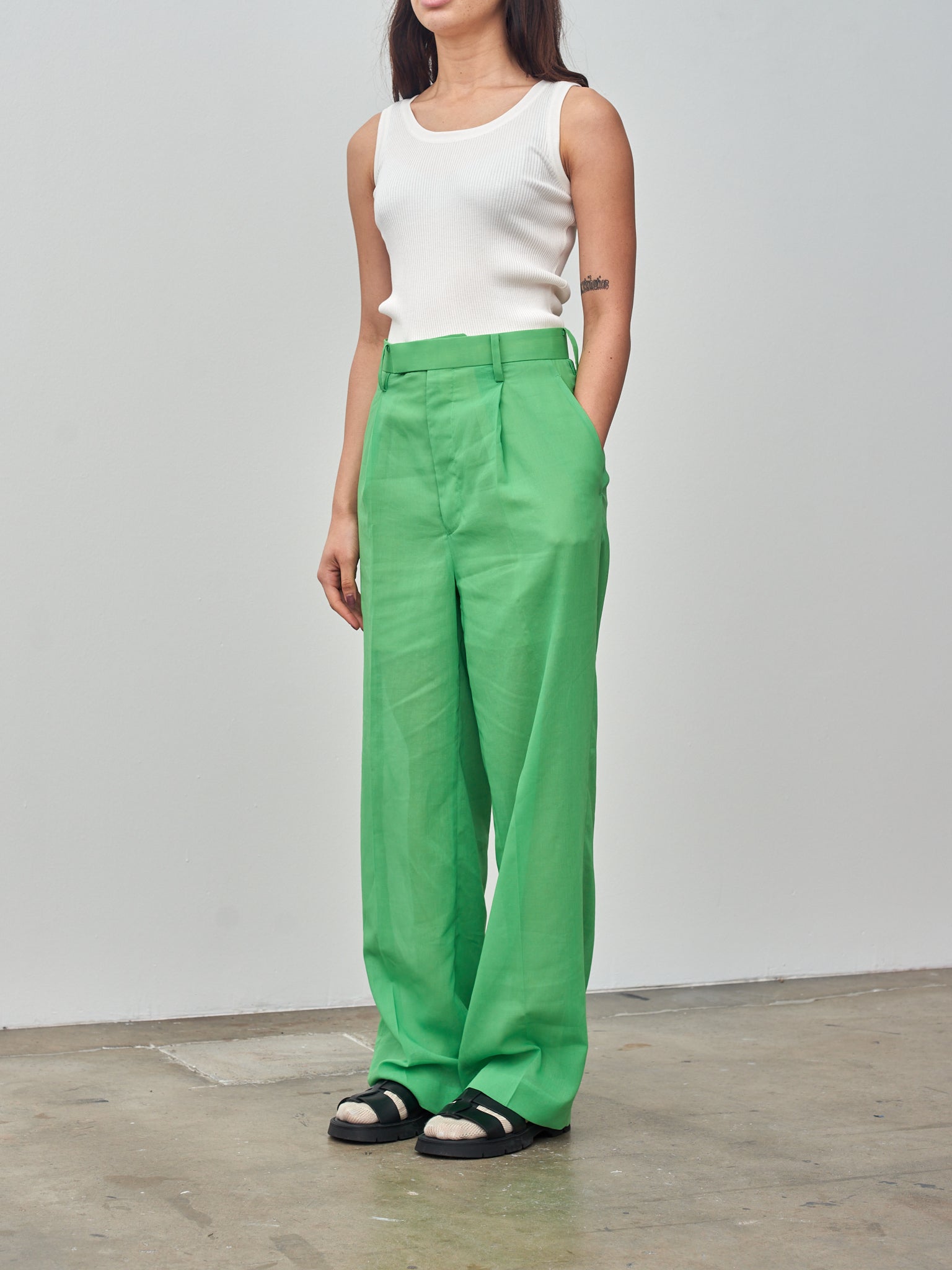 Namu Shop - Auralee Hard Twist Finx Organdy Pants - Green