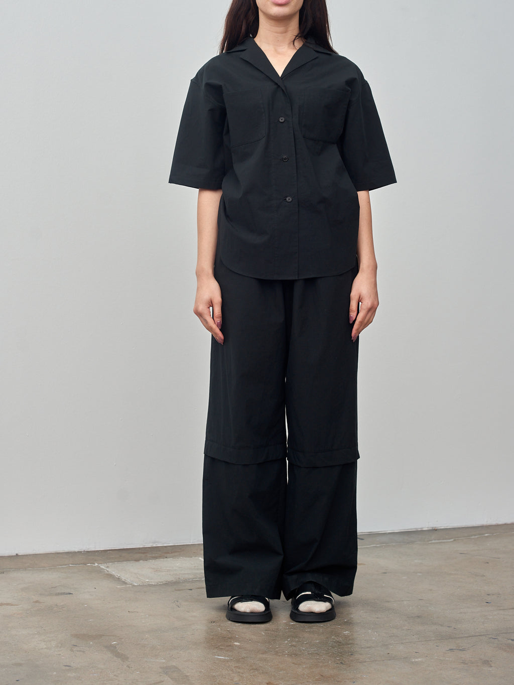 Namu Shop - Sayaka Davis Open Collar Jumpsuit - Black