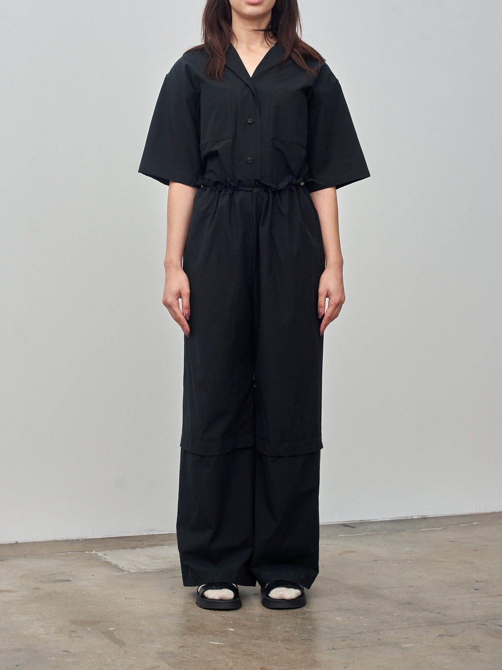 Namu Shop - Sayaka Davis Open Collar Jumpsuit - Black