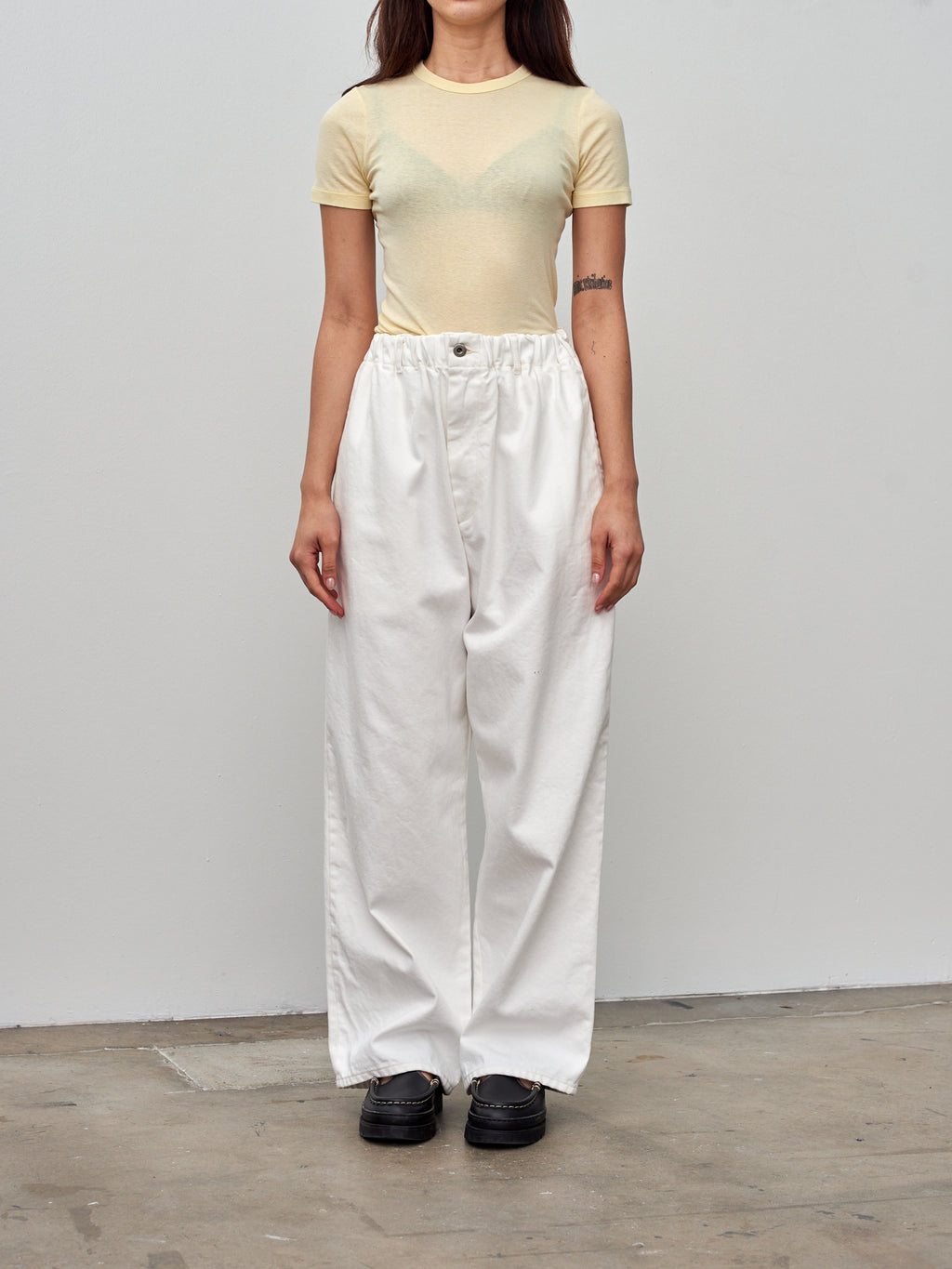 Namu Shop - Babaco Cotton/Silk Basic T-Shirt - Cream