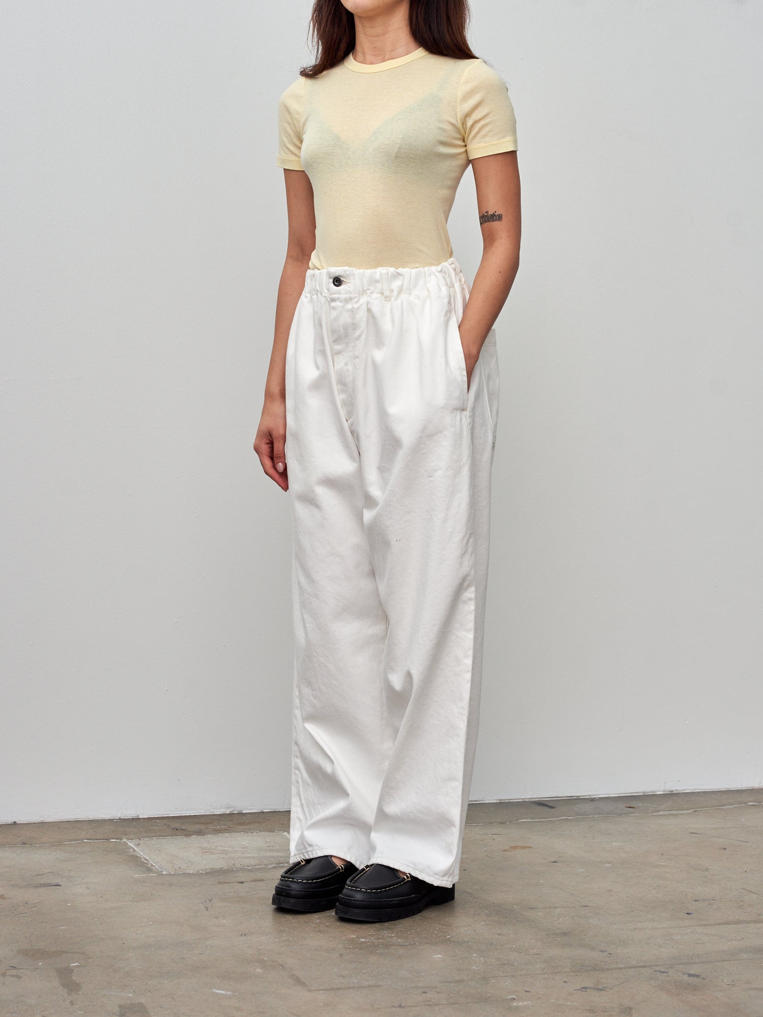 Namu Shop - Babaco Cotton/Silk Basic T-Shirt - Cream