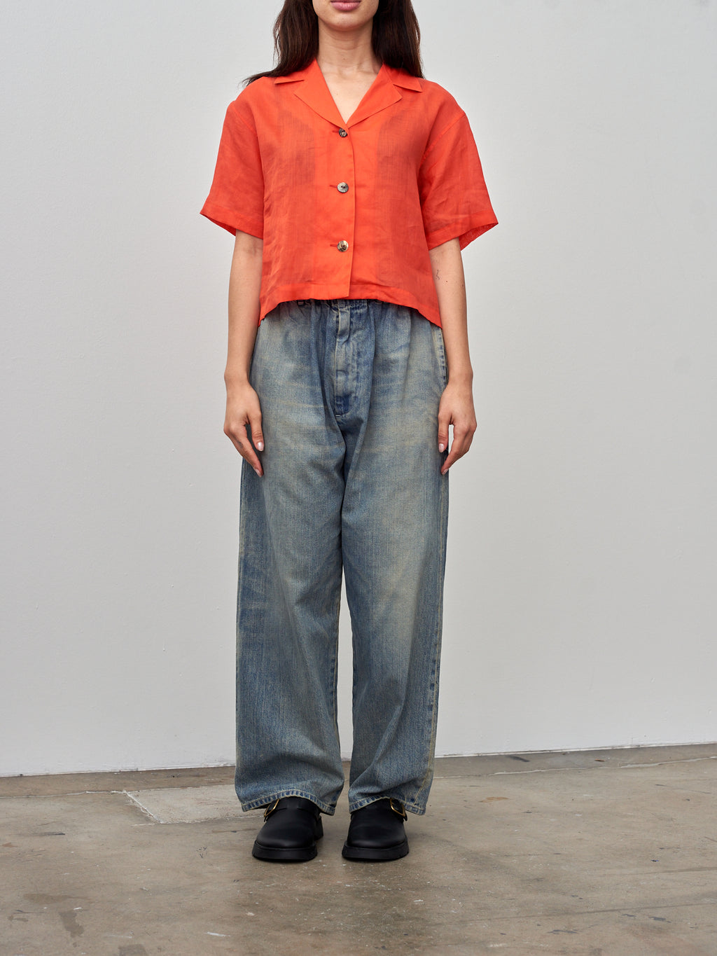 Namu Shop - Sayaka Davis Sheer Cropped Shirt - Orange