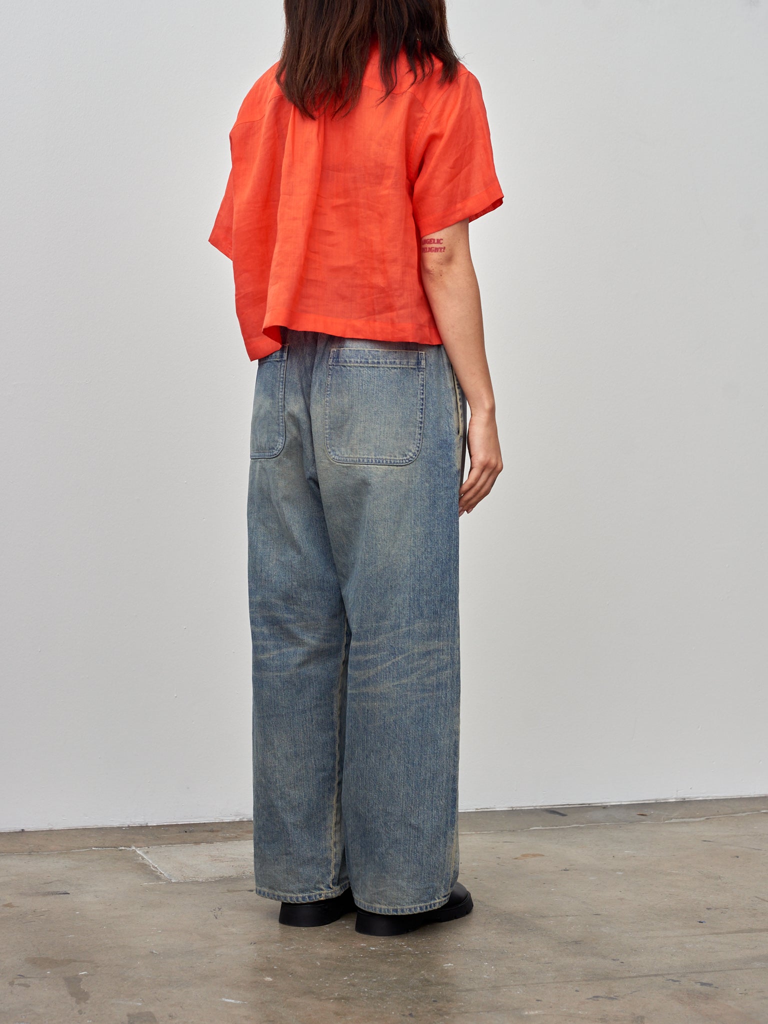 Namu Shop - Sayaka Davis Sheer Cropped Shirt - Orange