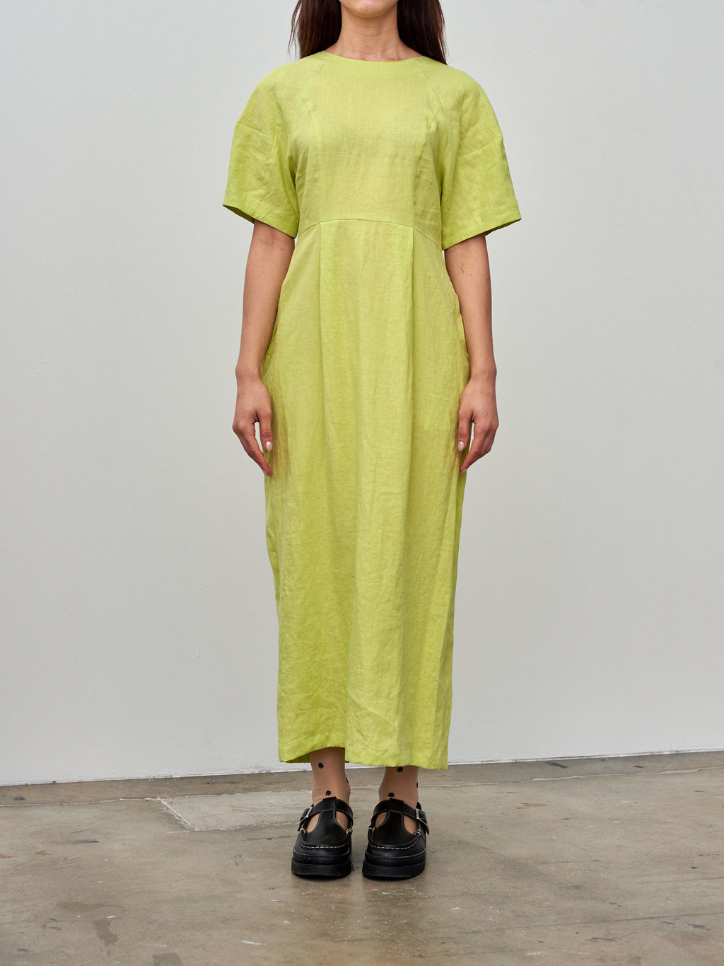 Namu Shop - Sayaka Davis Barrel Sleeve Dress - Acid Lime