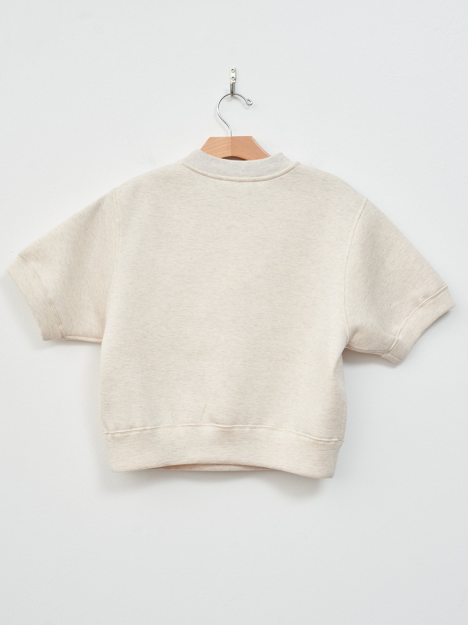 Namu Shop - Unfil Double Facing Jersey Cropped Half Sleeve Top - Oatmeal