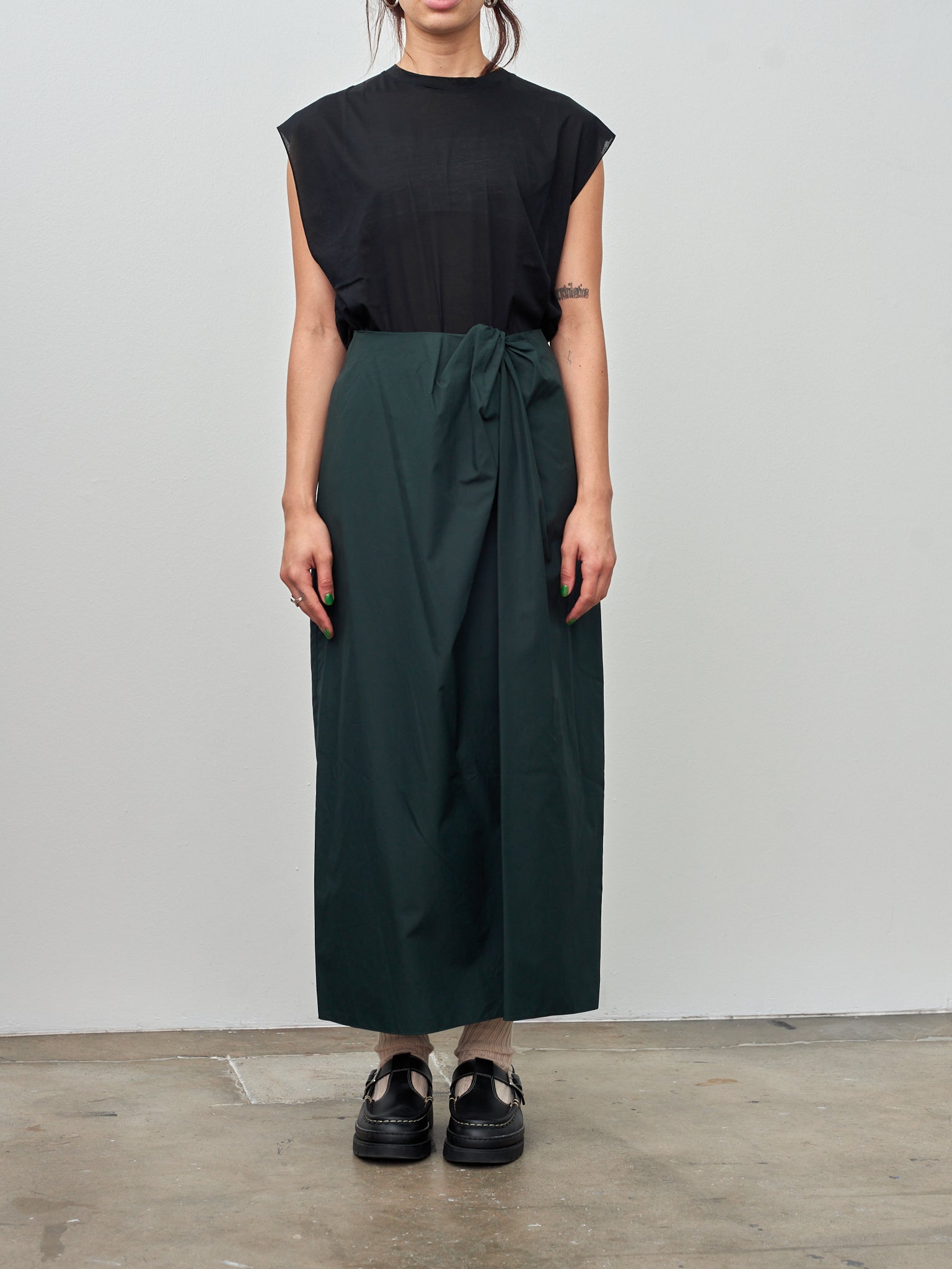 Namu Shop - Yleve Finx Cotton Weather Twist Skirt - Dark Green