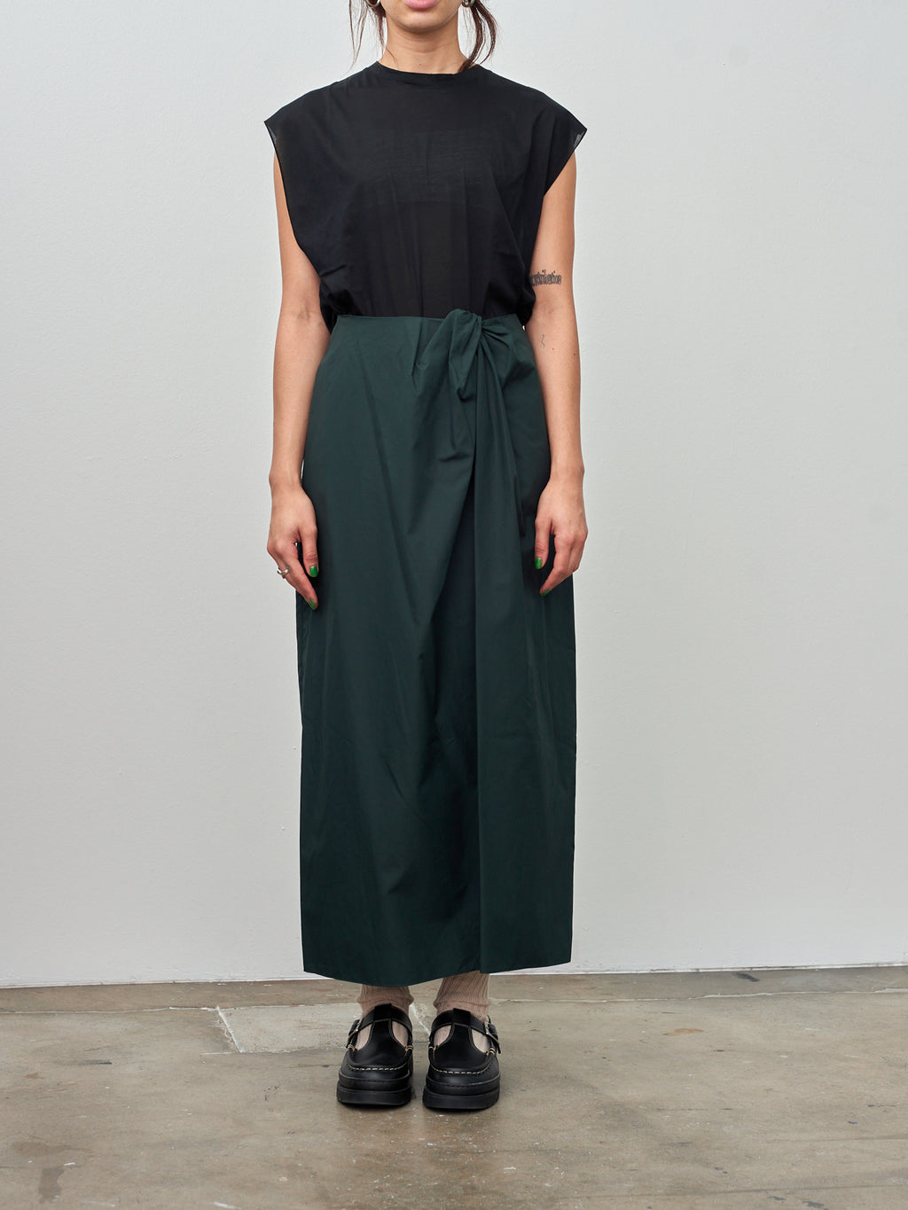 Namu Shop - Yleve Cotton Sheer Jersey Sleeveless Tee - Black