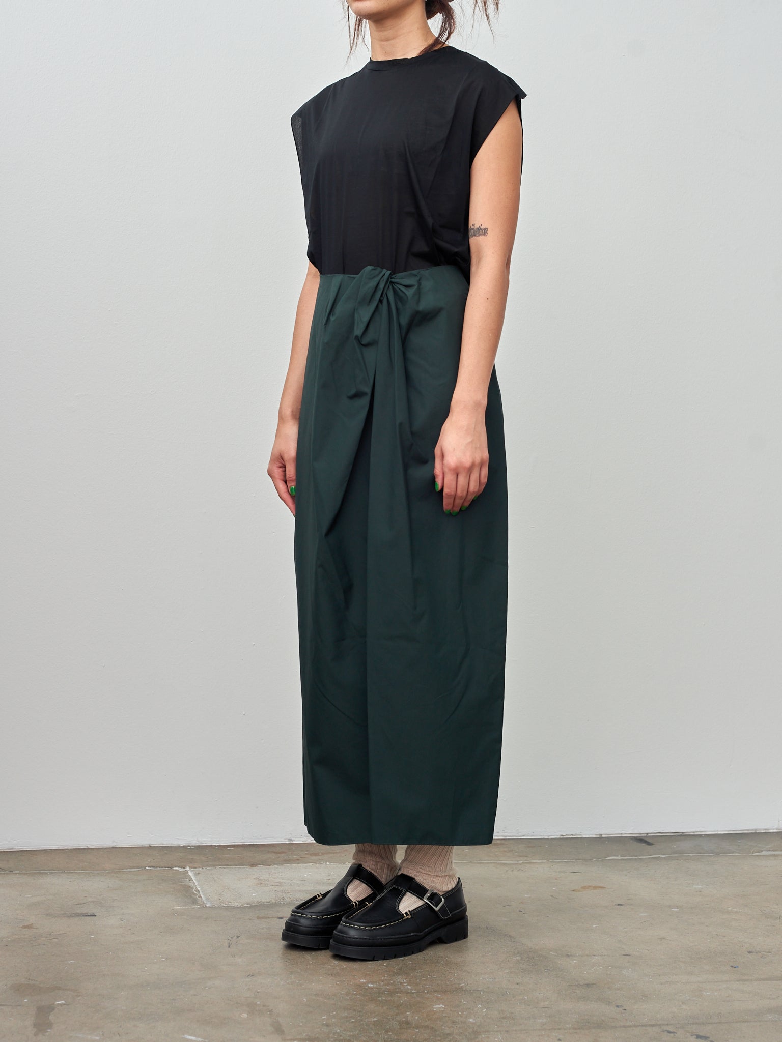 Namu Shop - Yleve Finx Cotton Weather Twist Skirt - Dark Green