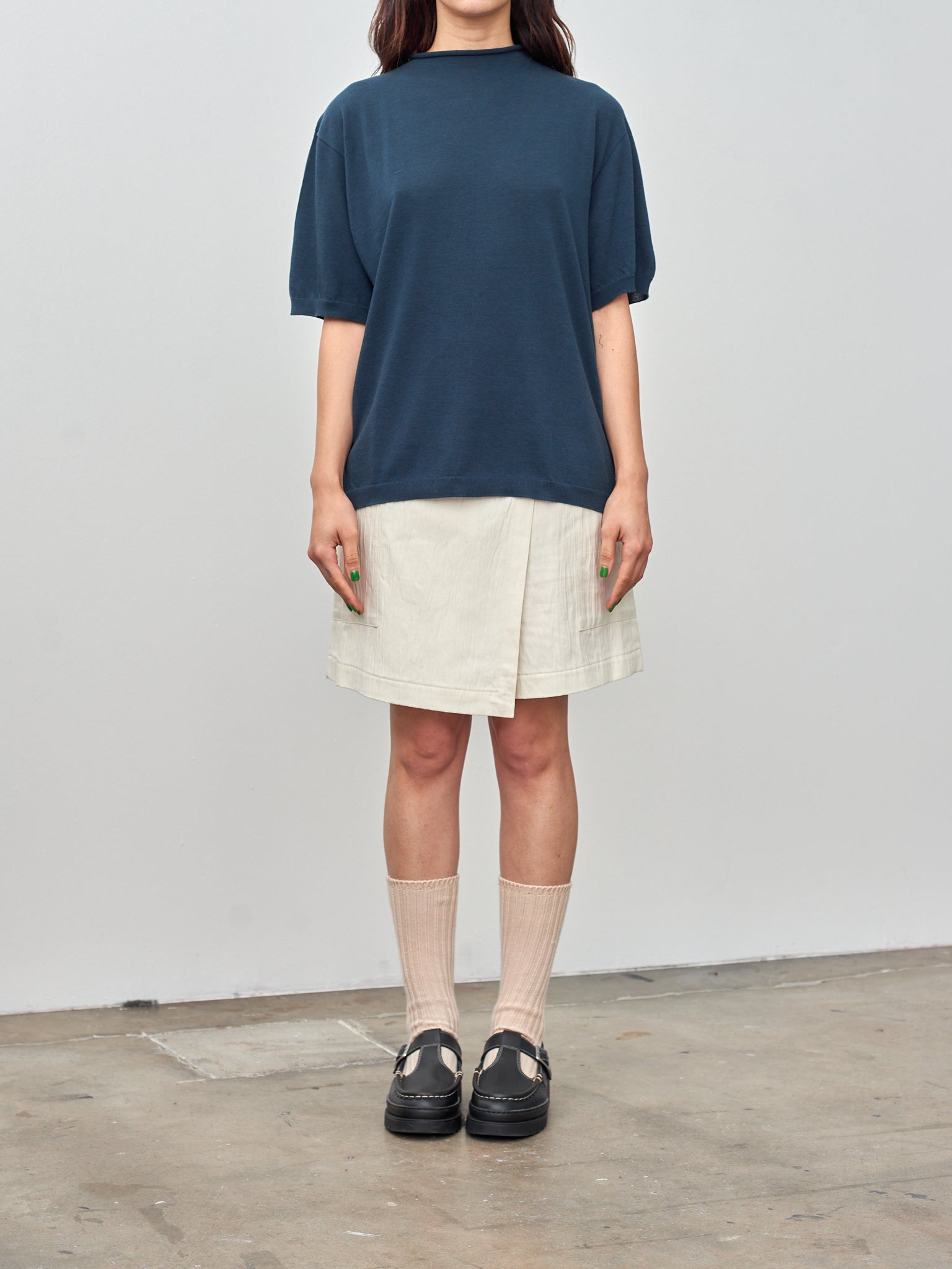 Namu Shop - Sayaka Davis Crinkled Cotton Linen Skort - Ivory