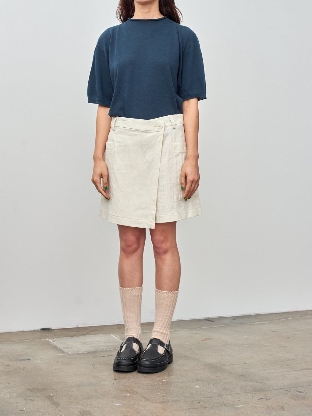 Namu Shop - Sayaka Davis Crinkled Cotton Linen Skort - Ivory