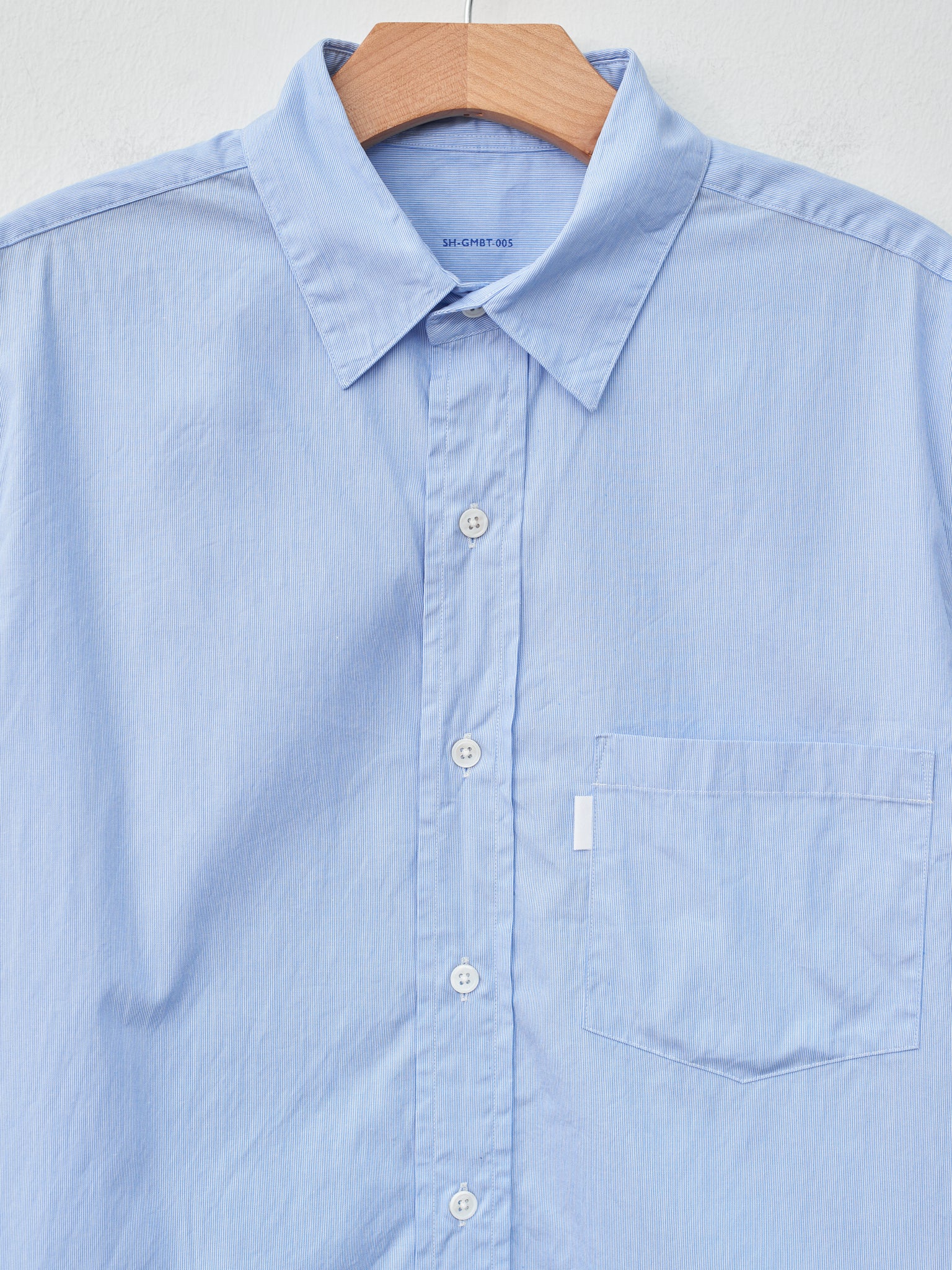 Namu Shop - SH Shirt Regular Collar Shirt - Light Blue Stripe