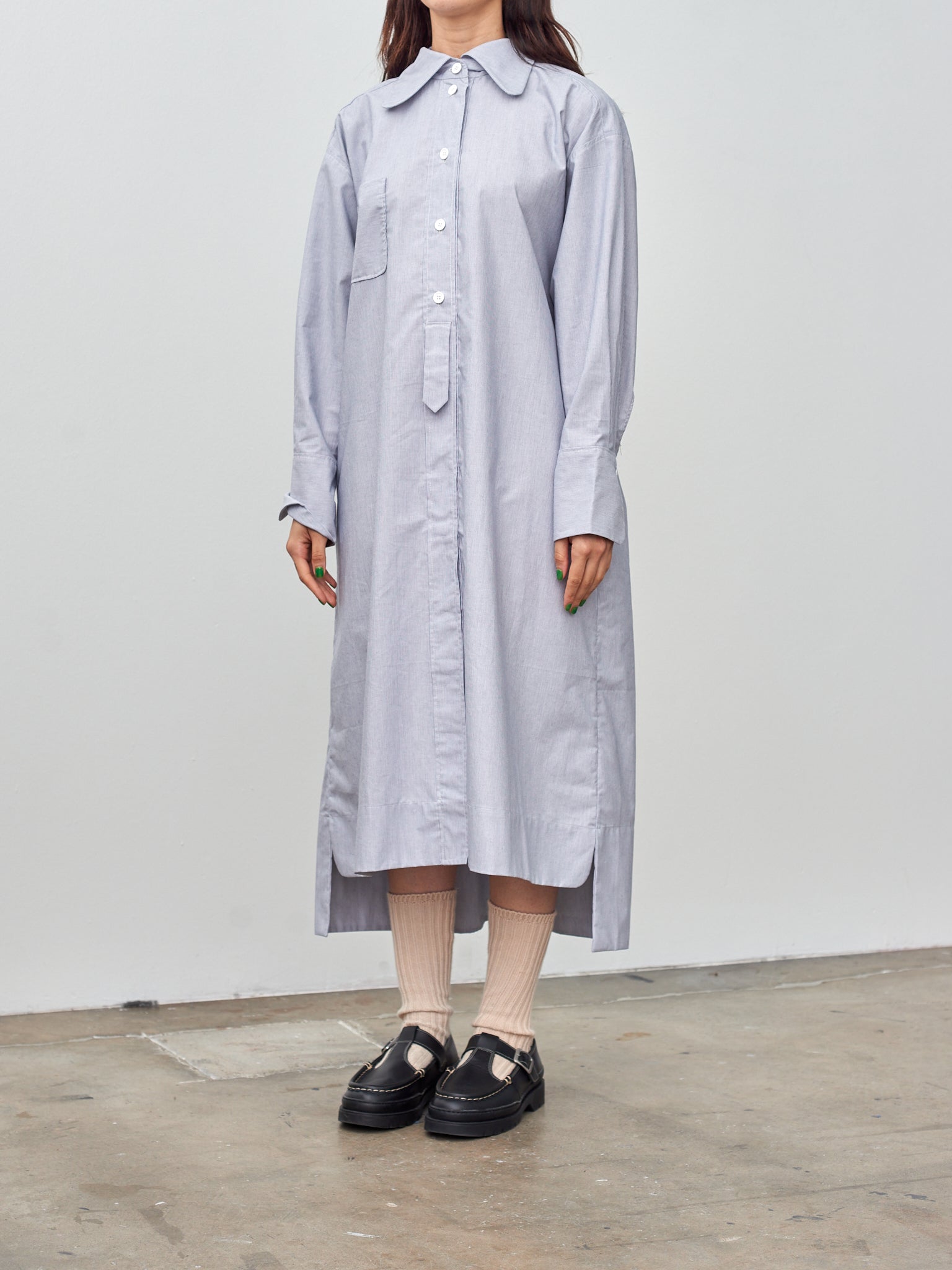 Namu Shop - Studio de Lostanges Long Collar Dress - Blue Stripe
