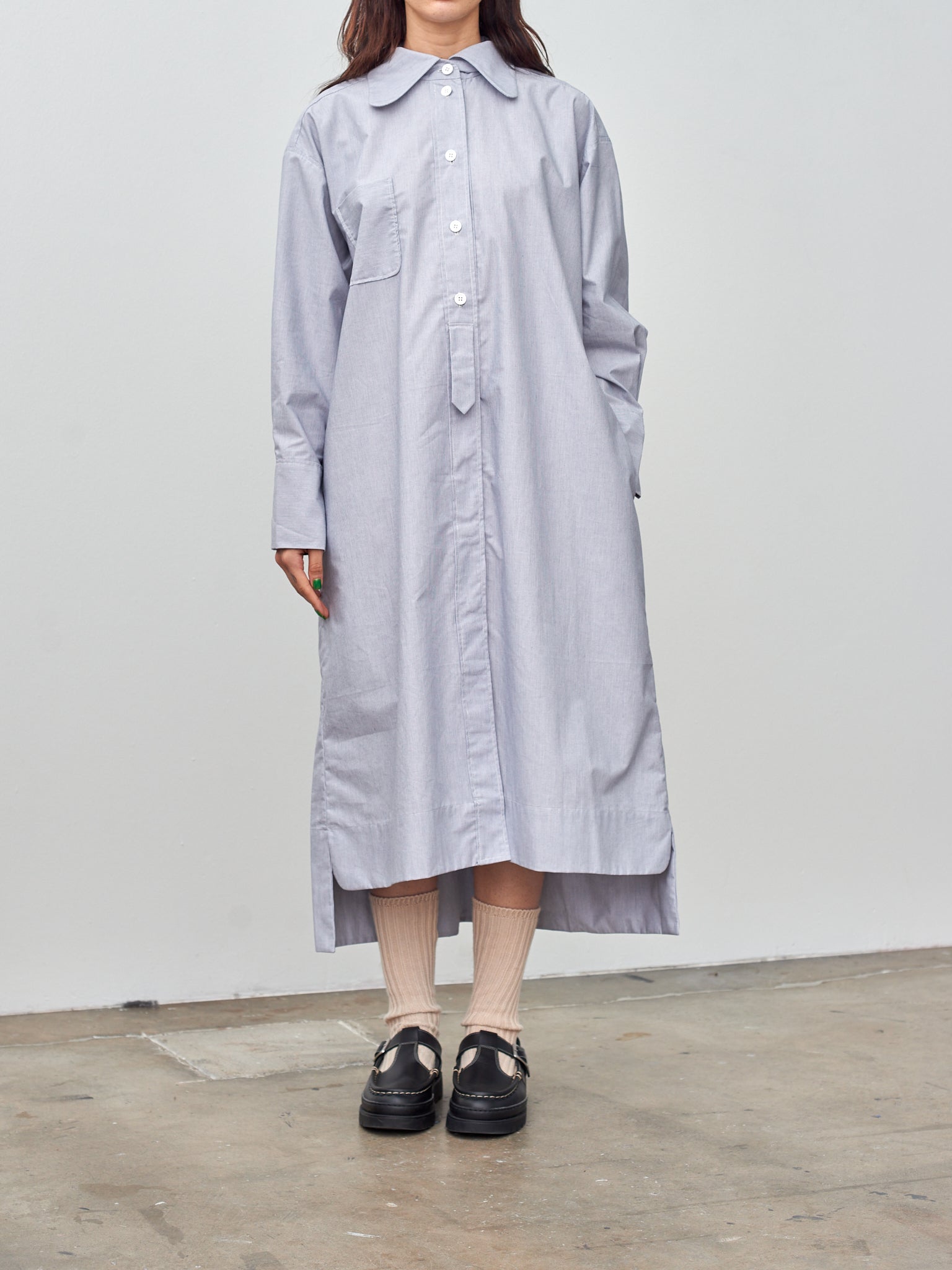 Namu Shop - Studio de Lostanges Long Collar Dress - Blue Stripe