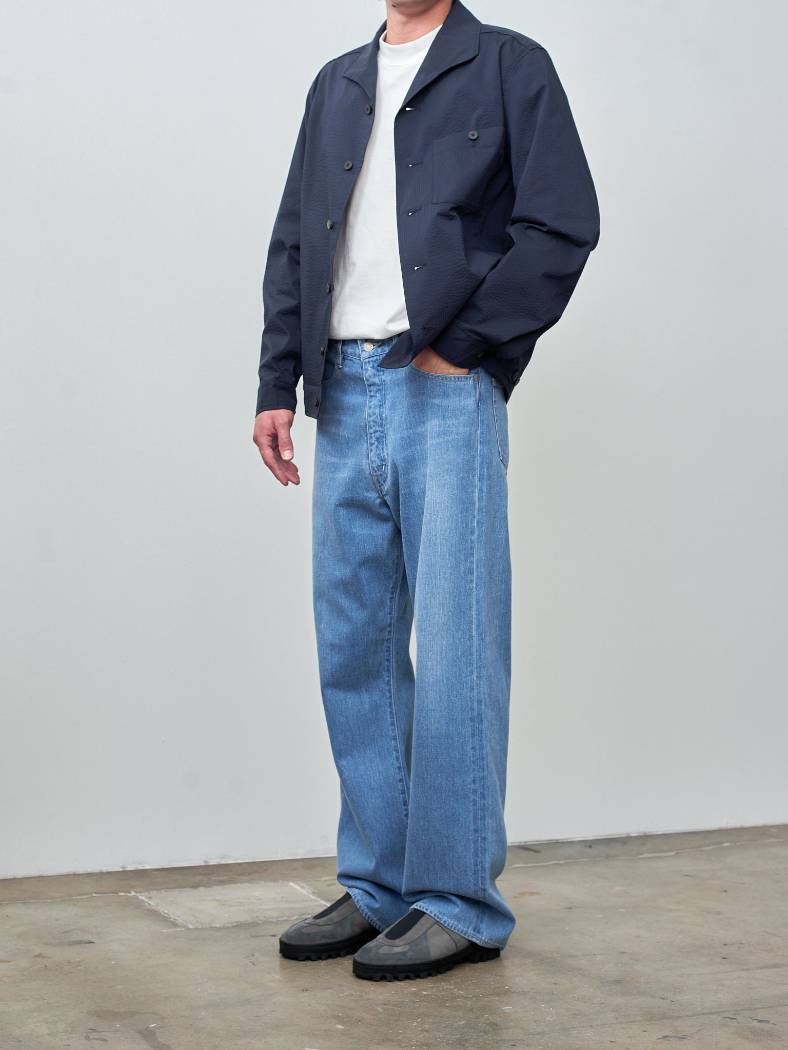 Namu Shop - Document Seersucker Easy Jacket - Dark Navy