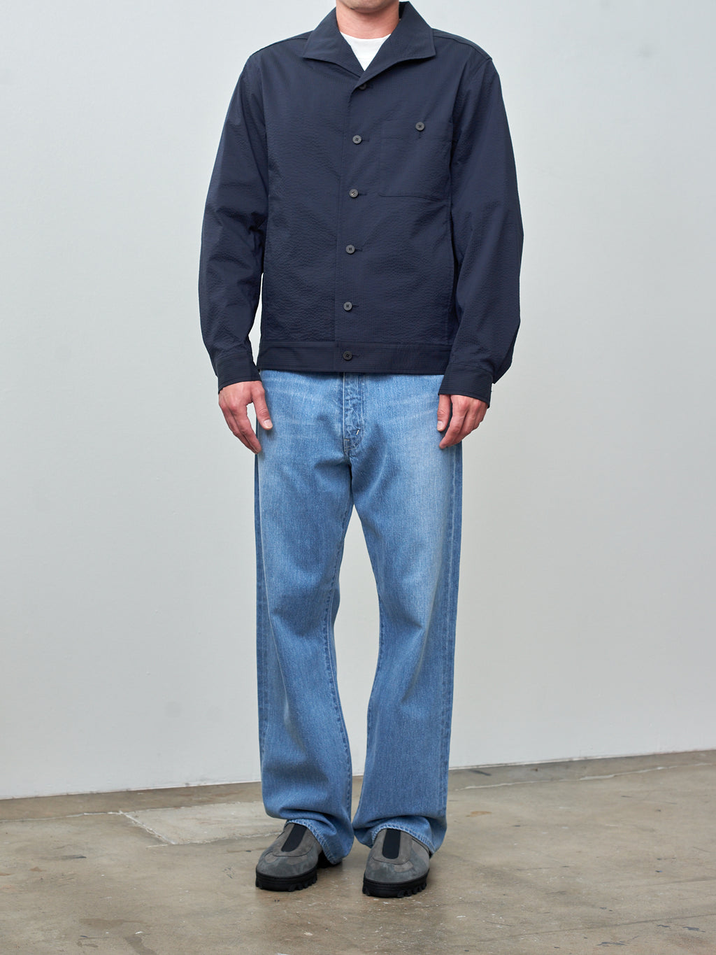 Namu Shop - Document Seersucker Easy Jacket - Dark Navy